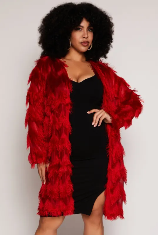 Plus Size Chevron Eyelash Knit Duster sold by Rainbow