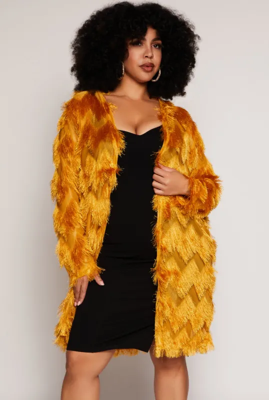 Plus Size Chevron Eyelash Knit Duster sold by Rainbow