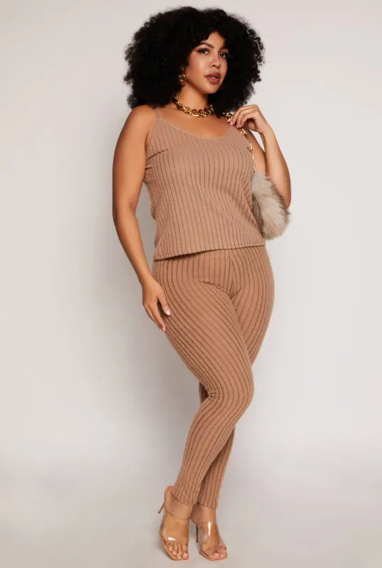 Plus Size Brushed Ribbed Knit Leggings sold by Rainbow