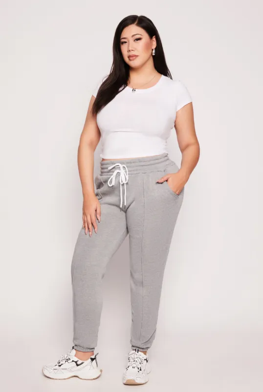 Plus Size Double Drawstring Pintuck Sweatpants sold by Rainbow
