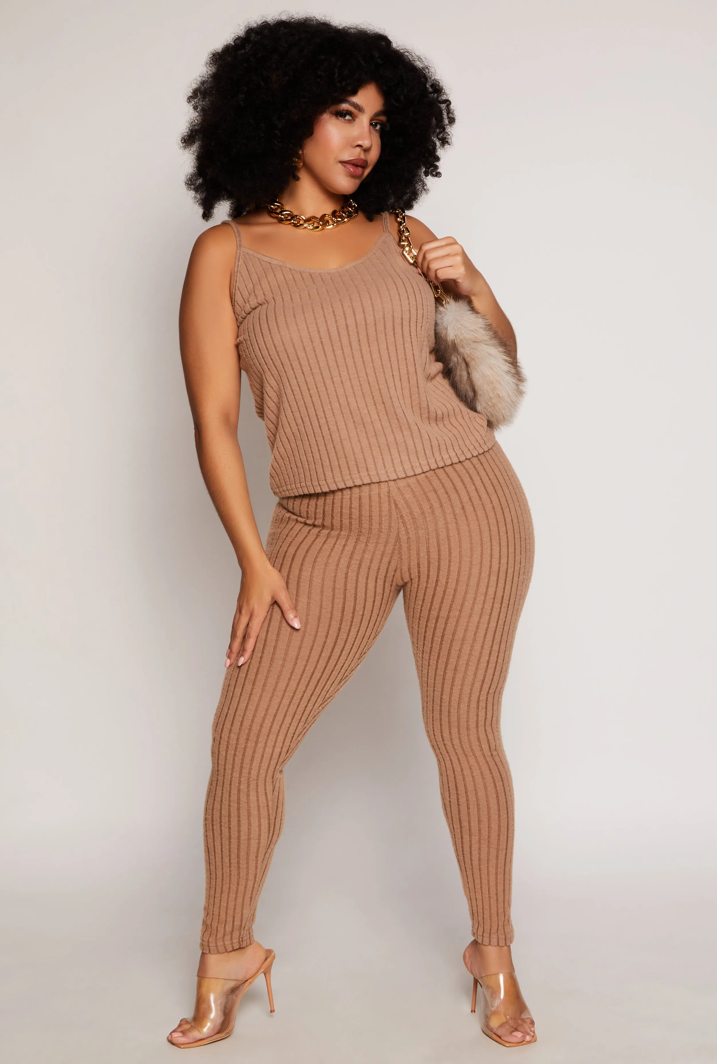 Plus Size Brushed Ribbed Knit Cami sold by Rainbow product image thumbnail 2