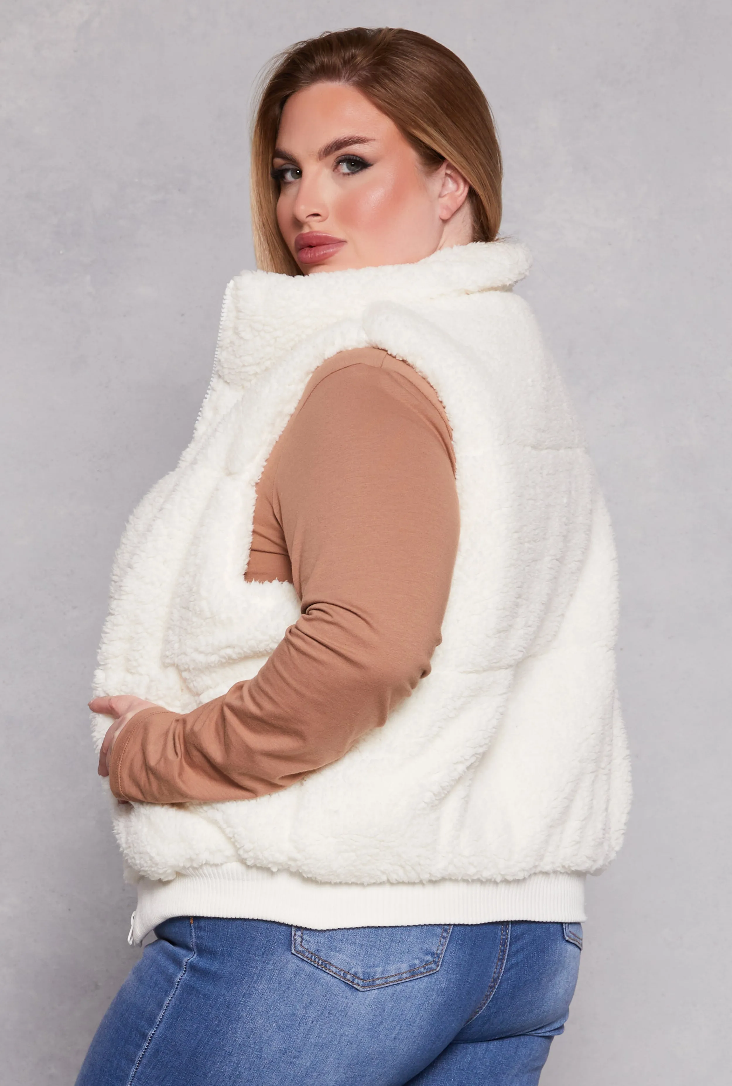Plus Size Sherpa Zip Front Vest sold by Rainbow product image thumbnail 3