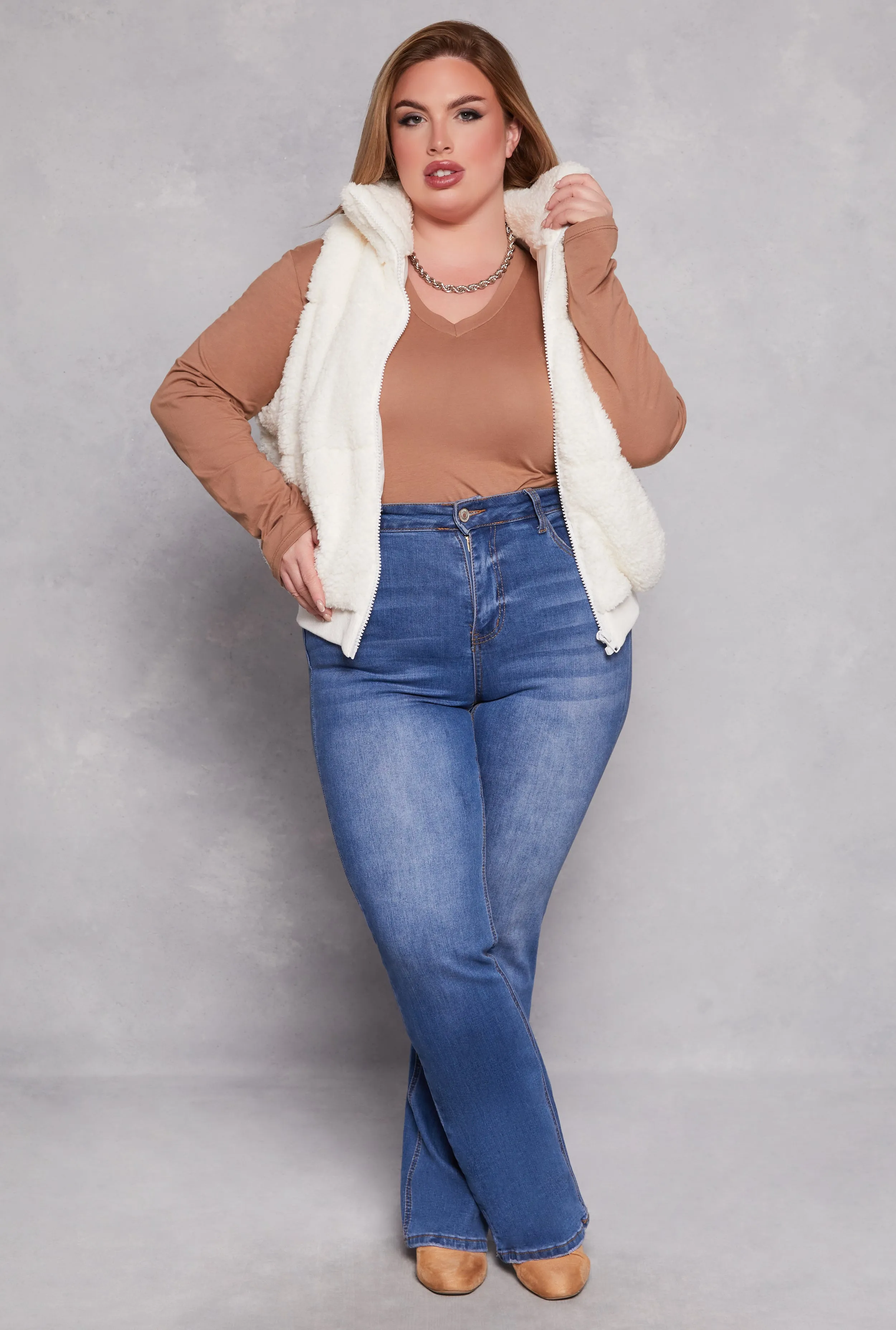 Plus Size Sherpa Zip Front Vest sold by Rainbow product image thumbnail 2