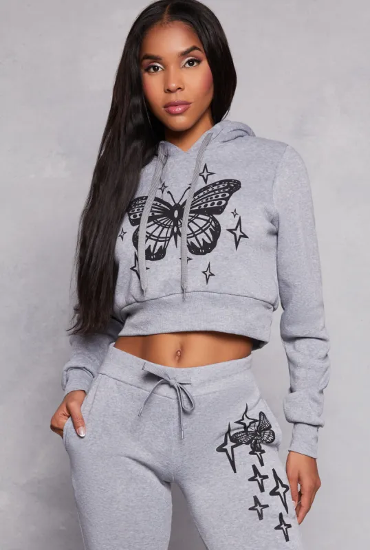Butterfly Cropped Hoodie sold by Rainbow