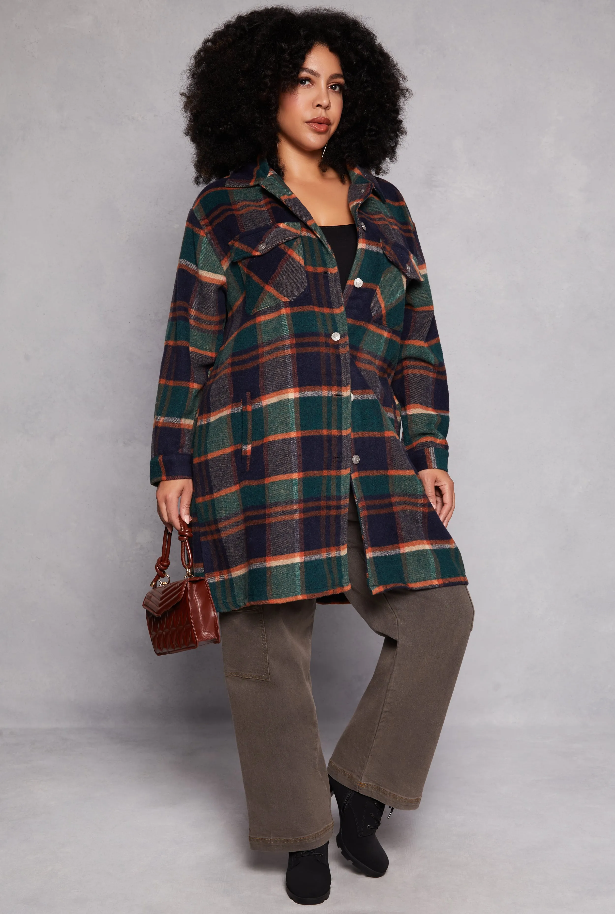 Plus Size Spoon Jeans Plaid Fleece Shacket sold by Rainbow product image thumbnail 2