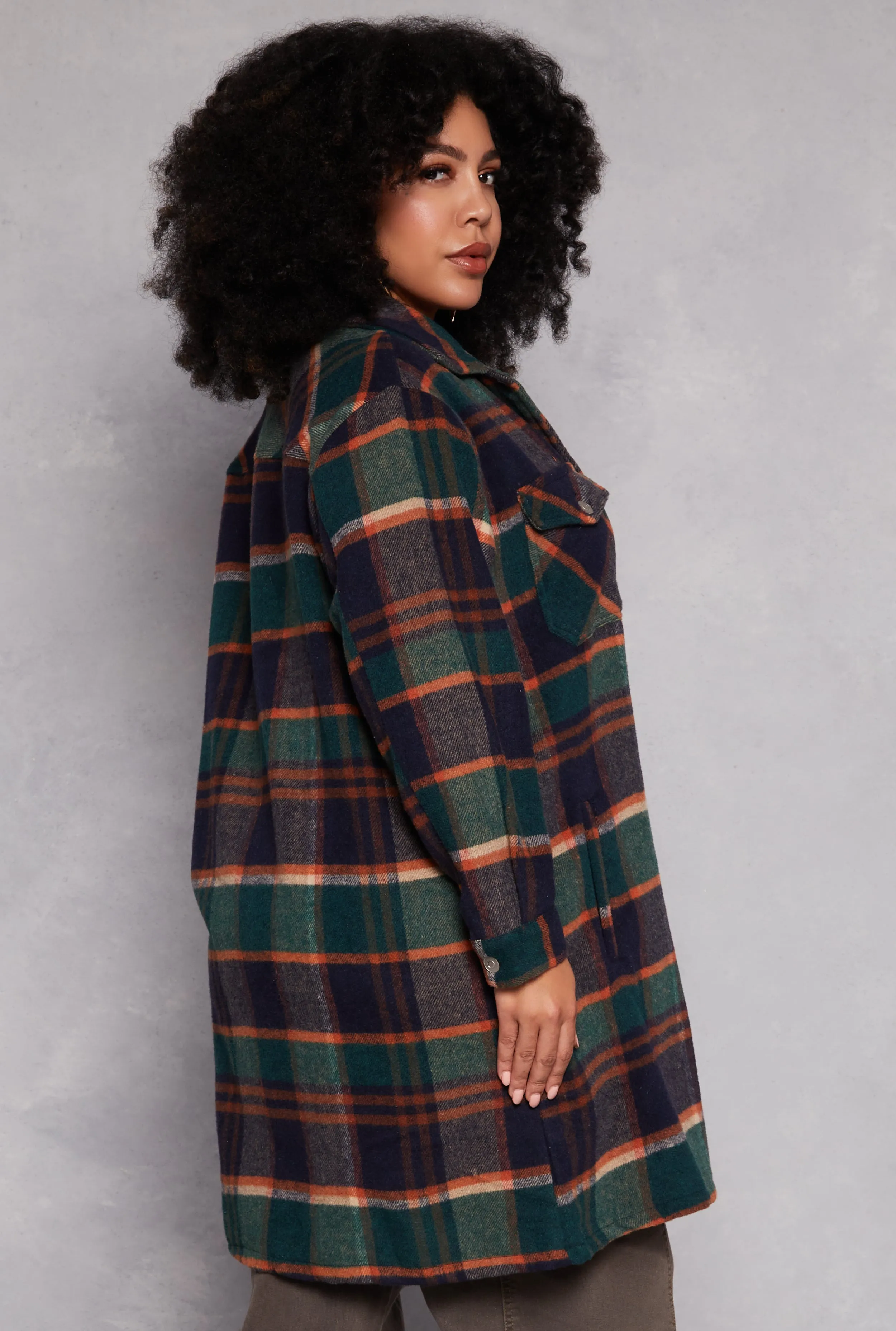 Plus Size Spoon Jeans Plaid Fleece Shacket sold by Rainbow product image thumbnail 3