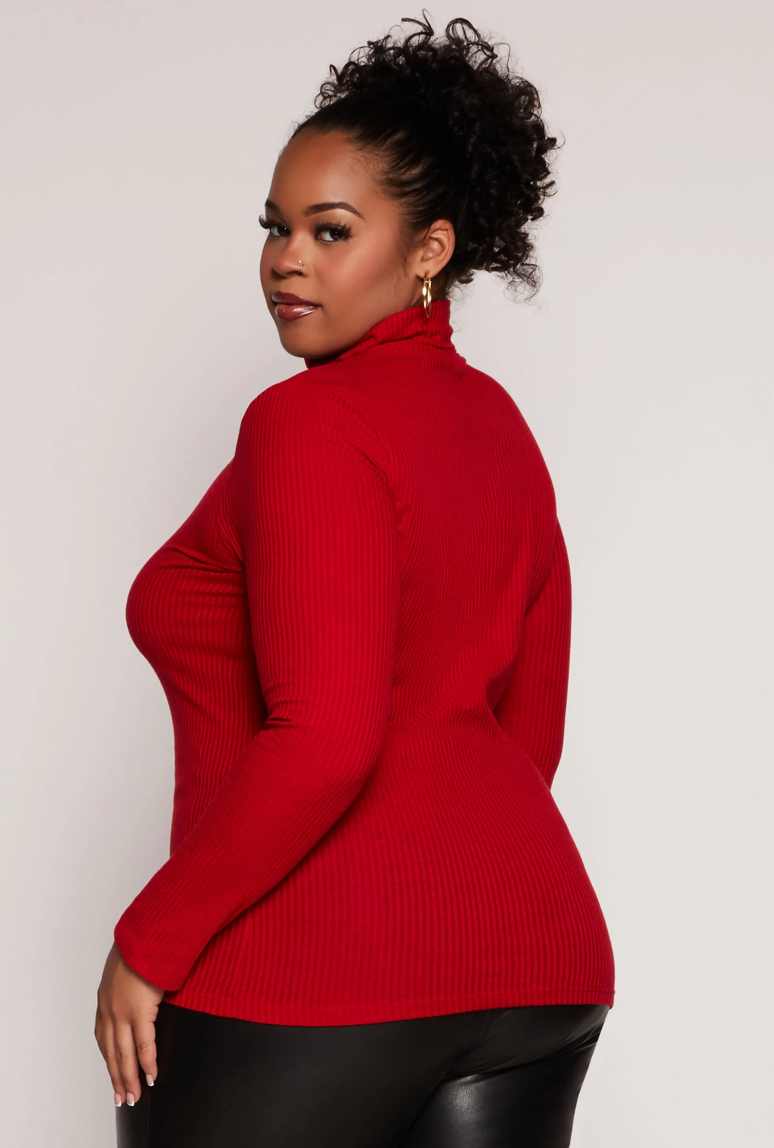 Plus Size Basic Ribbed Knit Turtleneck Top sold by Rainbow product image thumbnail 3