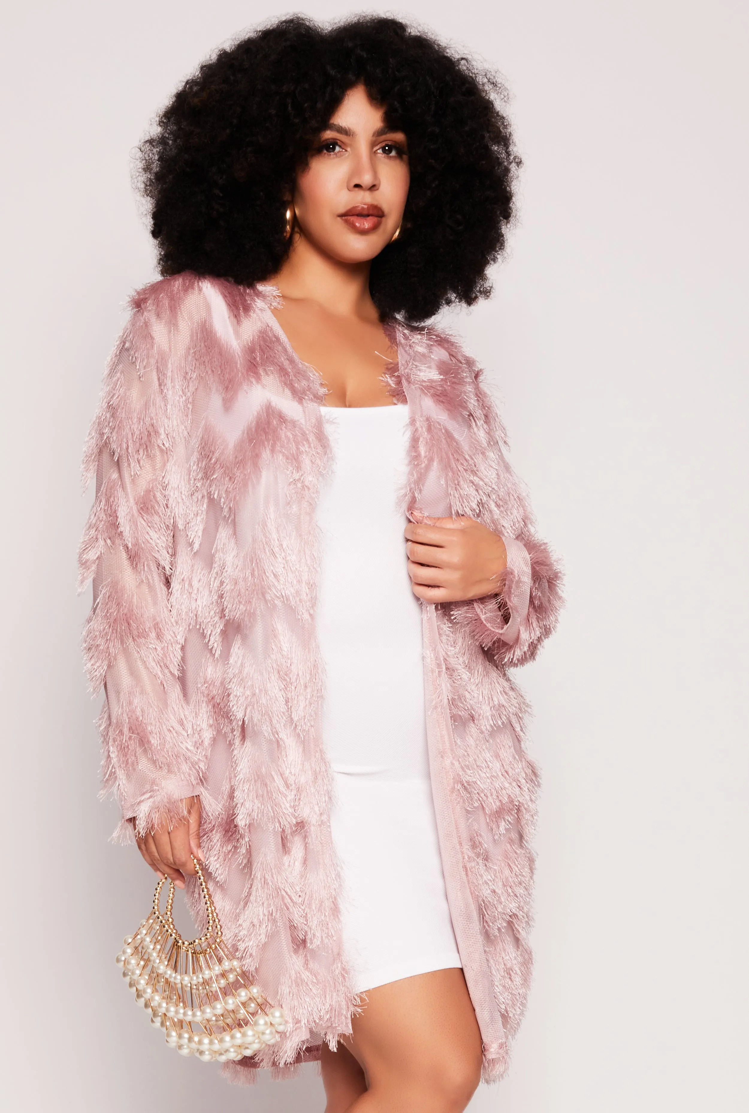 Plus Size Chevron Eyelash Knit Duster sold by Rainbow