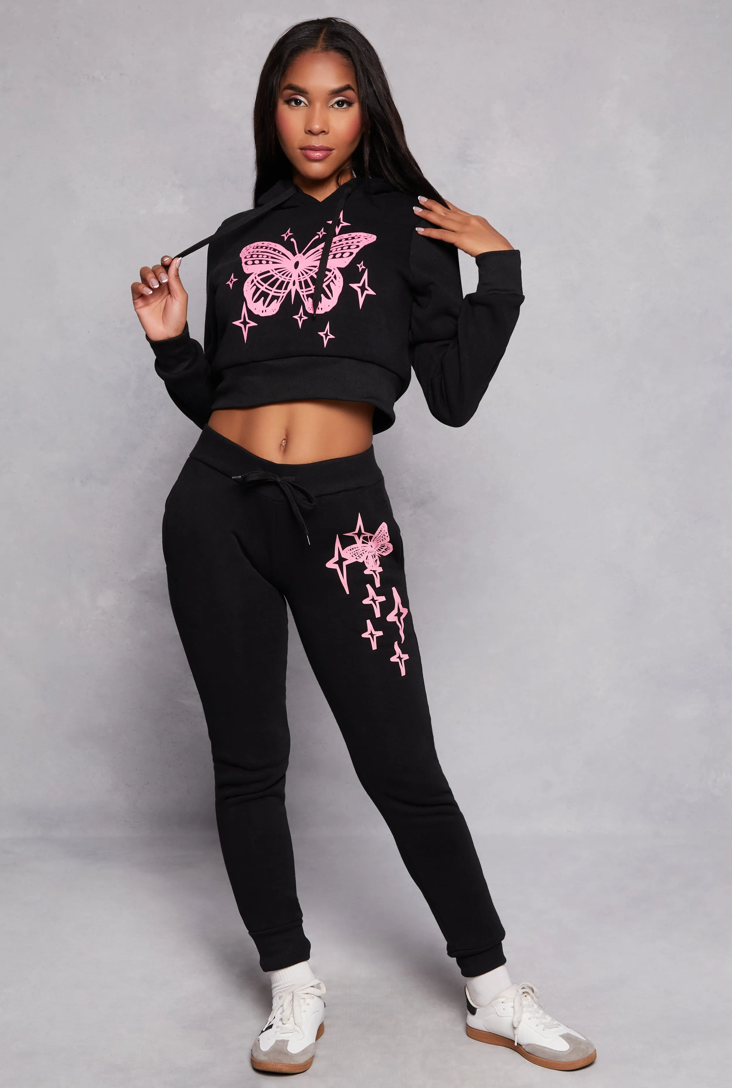 Fleece Butterfly Graphic Joggers sold by Rainbow