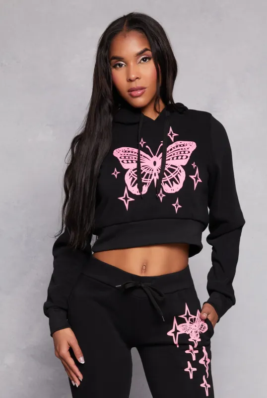 Butterfly Cropped Hoodie sold by Rainbow