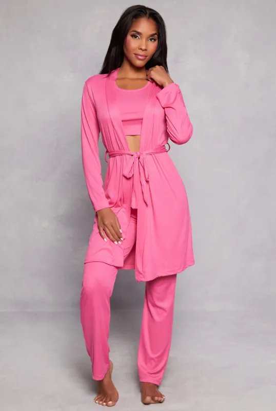 Ribbed Pajama Tank Top and Shorts with Robe sold by Rainbow