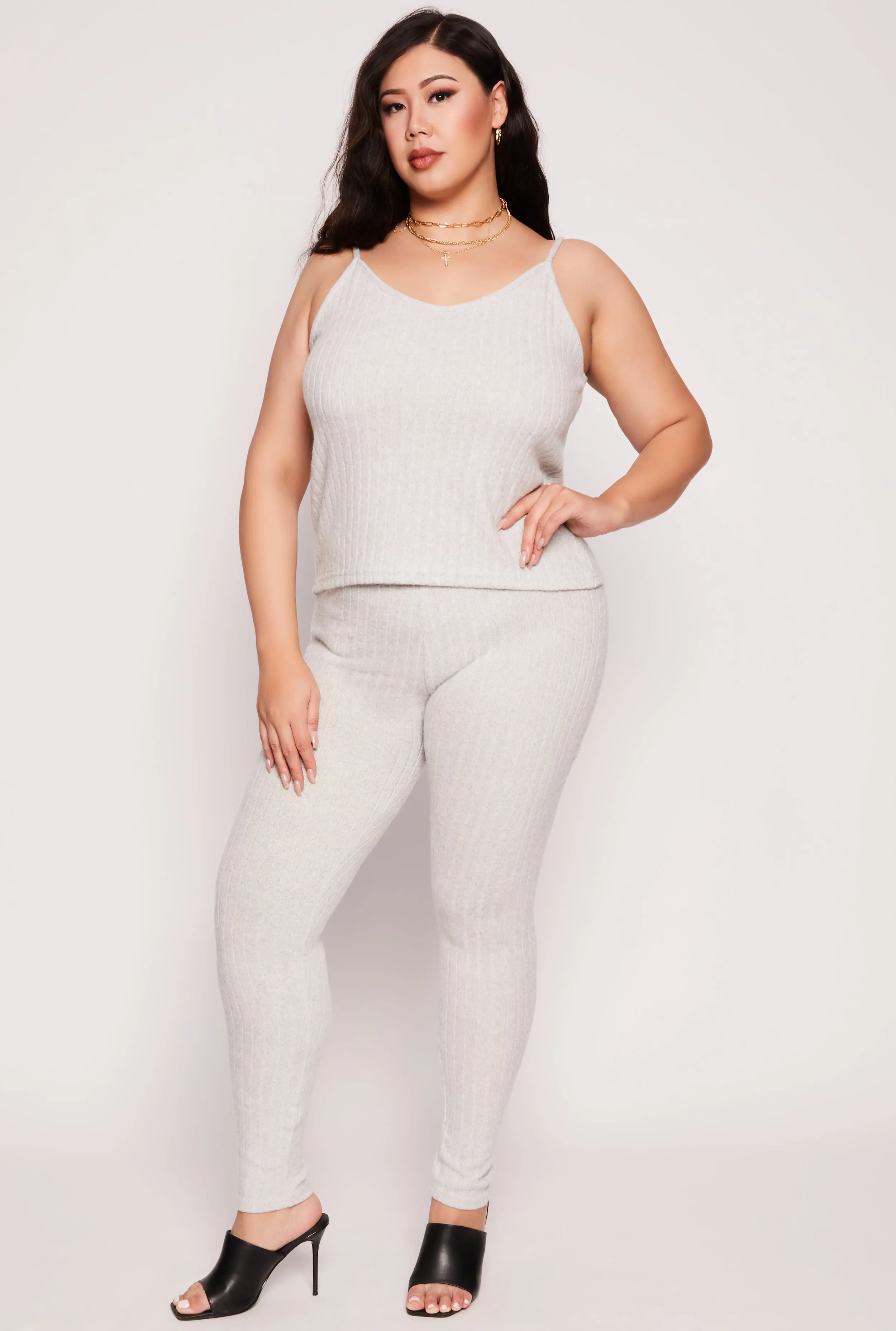 Plus Size Brushed Ribbed Knit Cami sold by Rainbow product image thumbnail 2