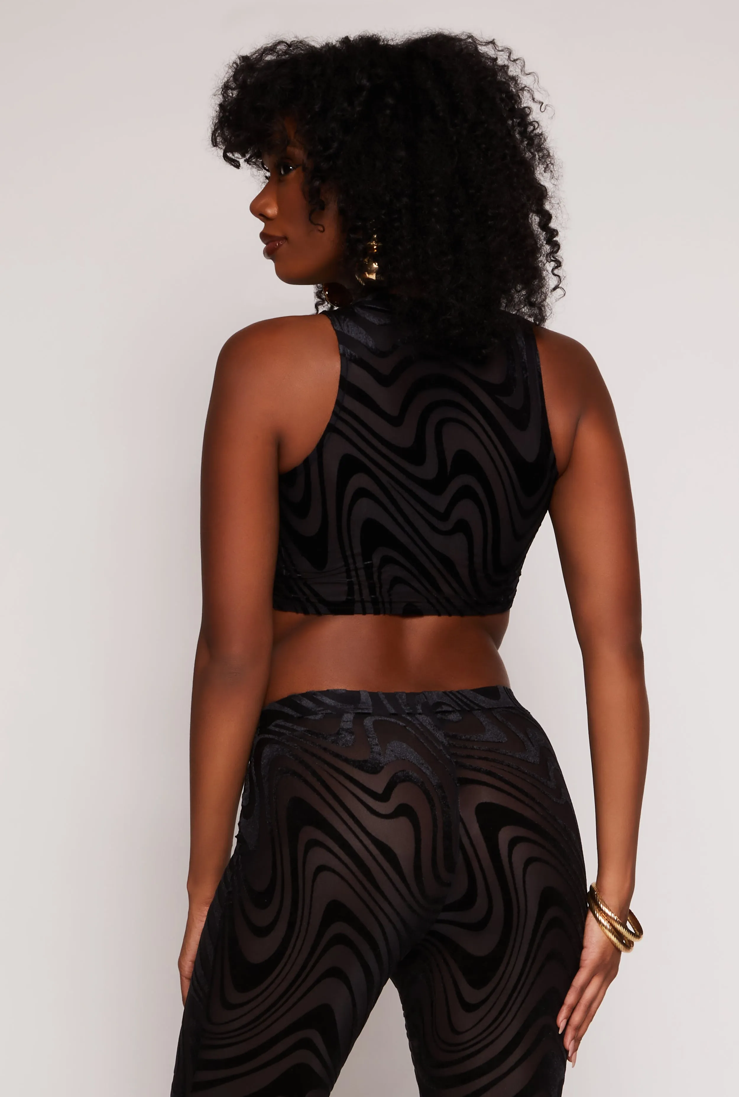 Velvet Burnout Swirl Print Crop Top sold by Rainbow product image thumbnail 3
