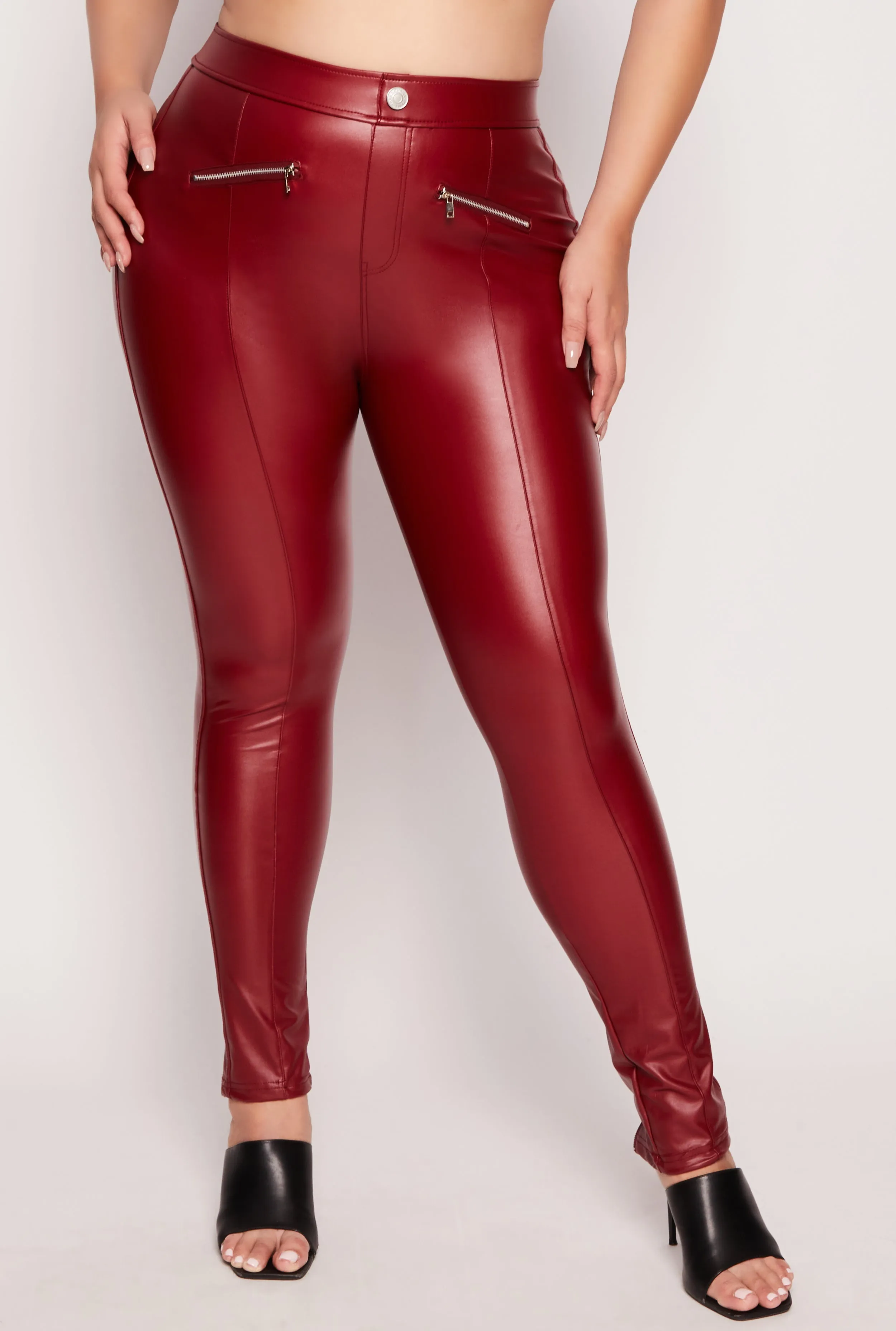 Plus Size Faux Leather Pintuck Leggings sold by Rainbow product image thumbnail 2
