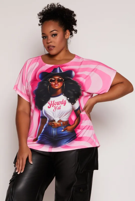 Plus Size Howdy Yall Graphic Top sold by Rainbow