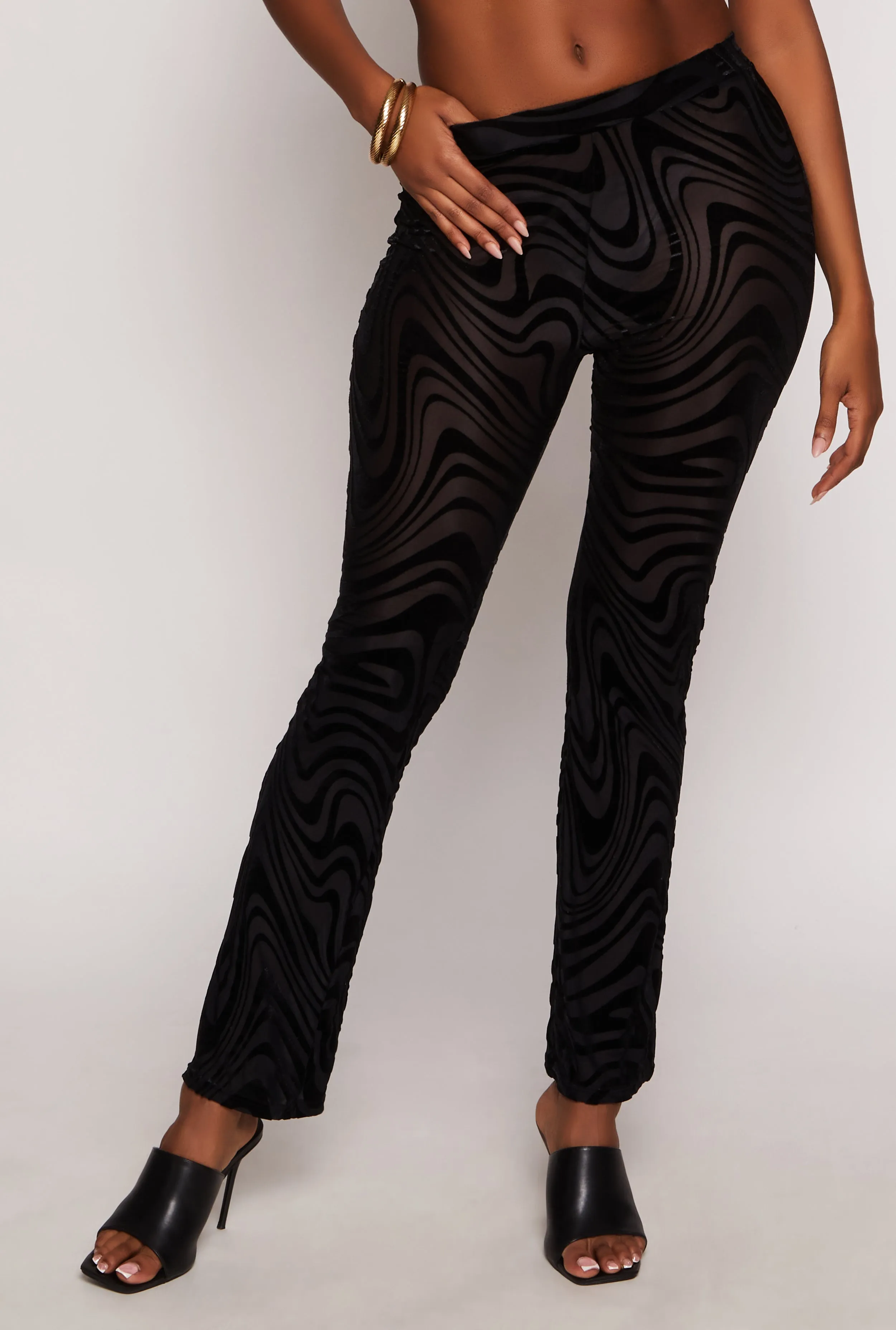 Velvet Burnout Swirl Print Boot Cut Pants sold by Rainbow product image thumbnail 2