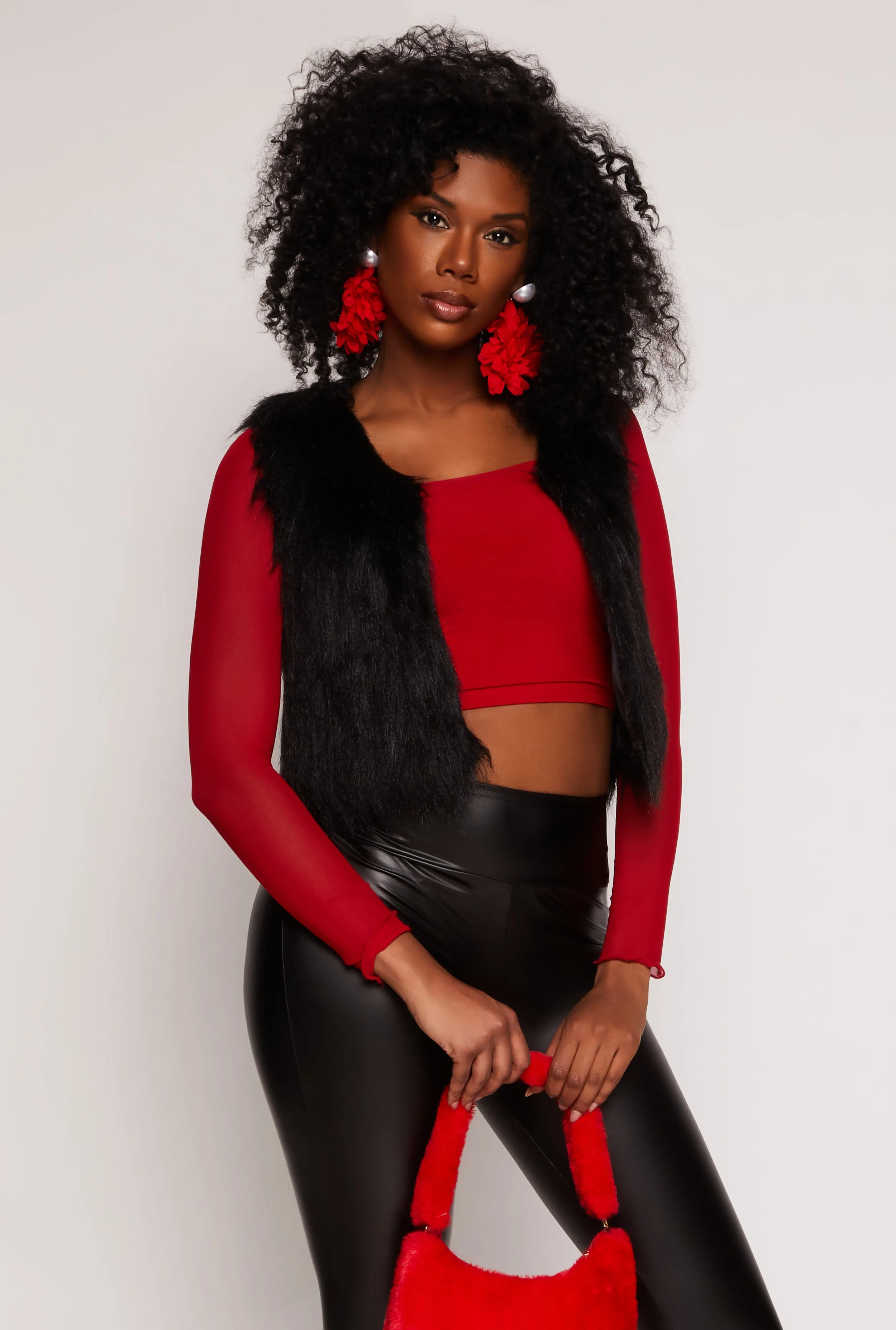 Cropped Faux Fur Vest sold by Rainbow