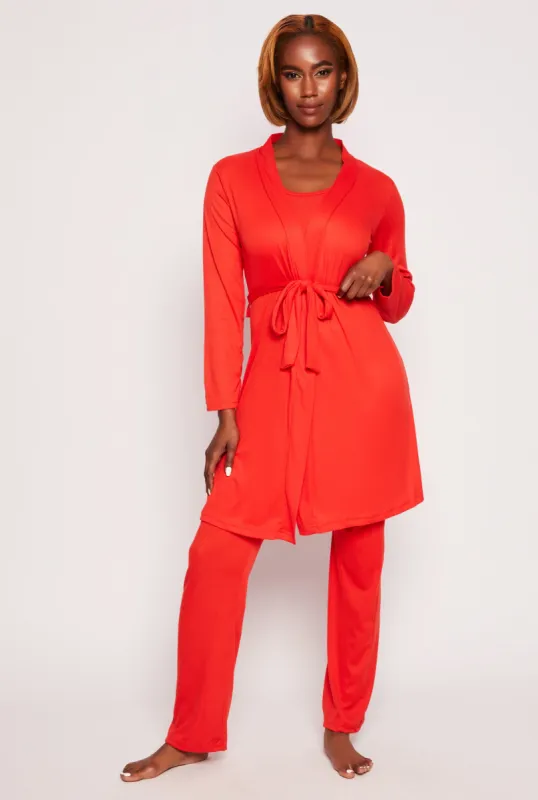 Ribbed Pajama Tank Top and Shorts with Robe sold by Rainbow
