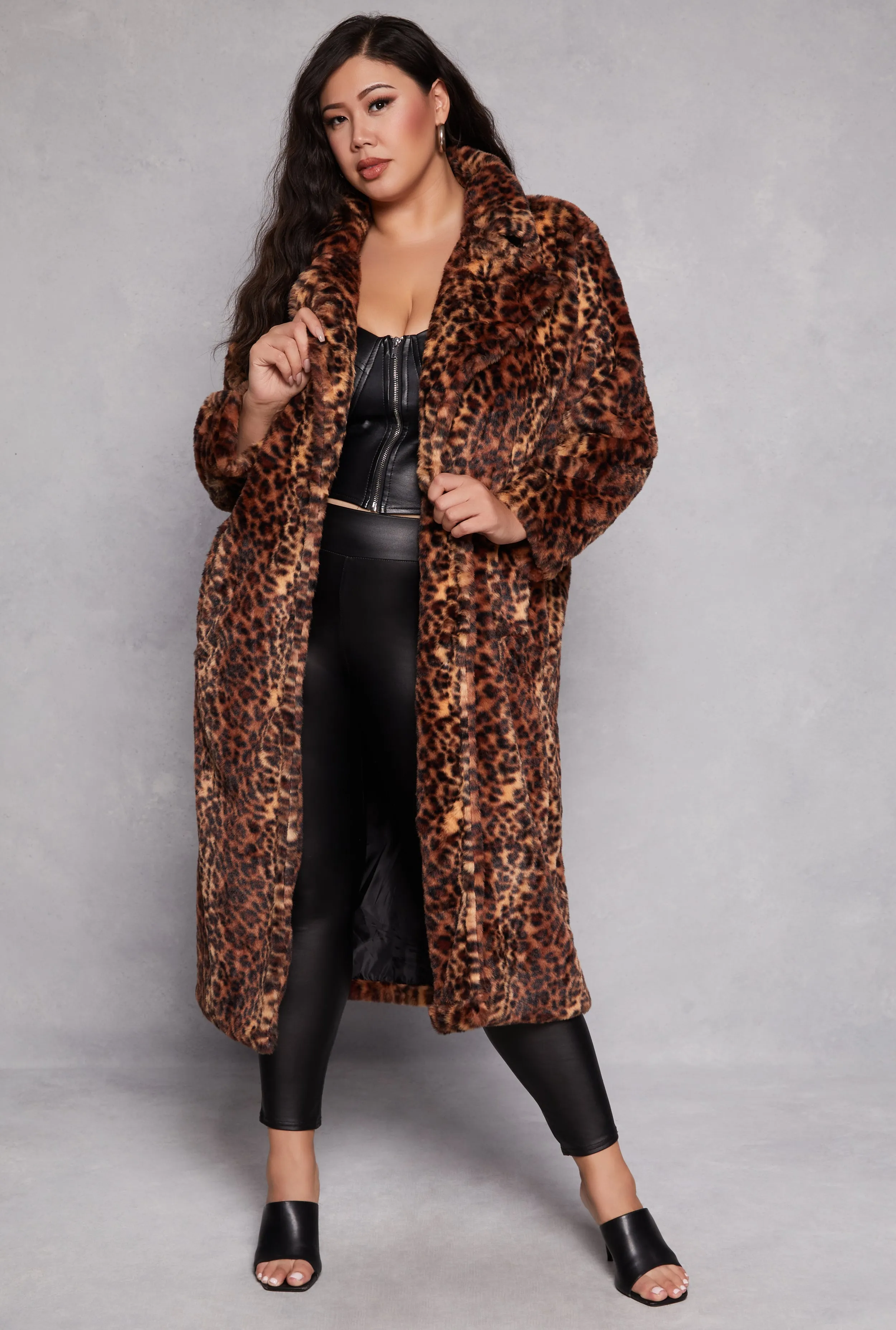 Plus Size Leopard Print Faux Fur Coat sold by Rainbow