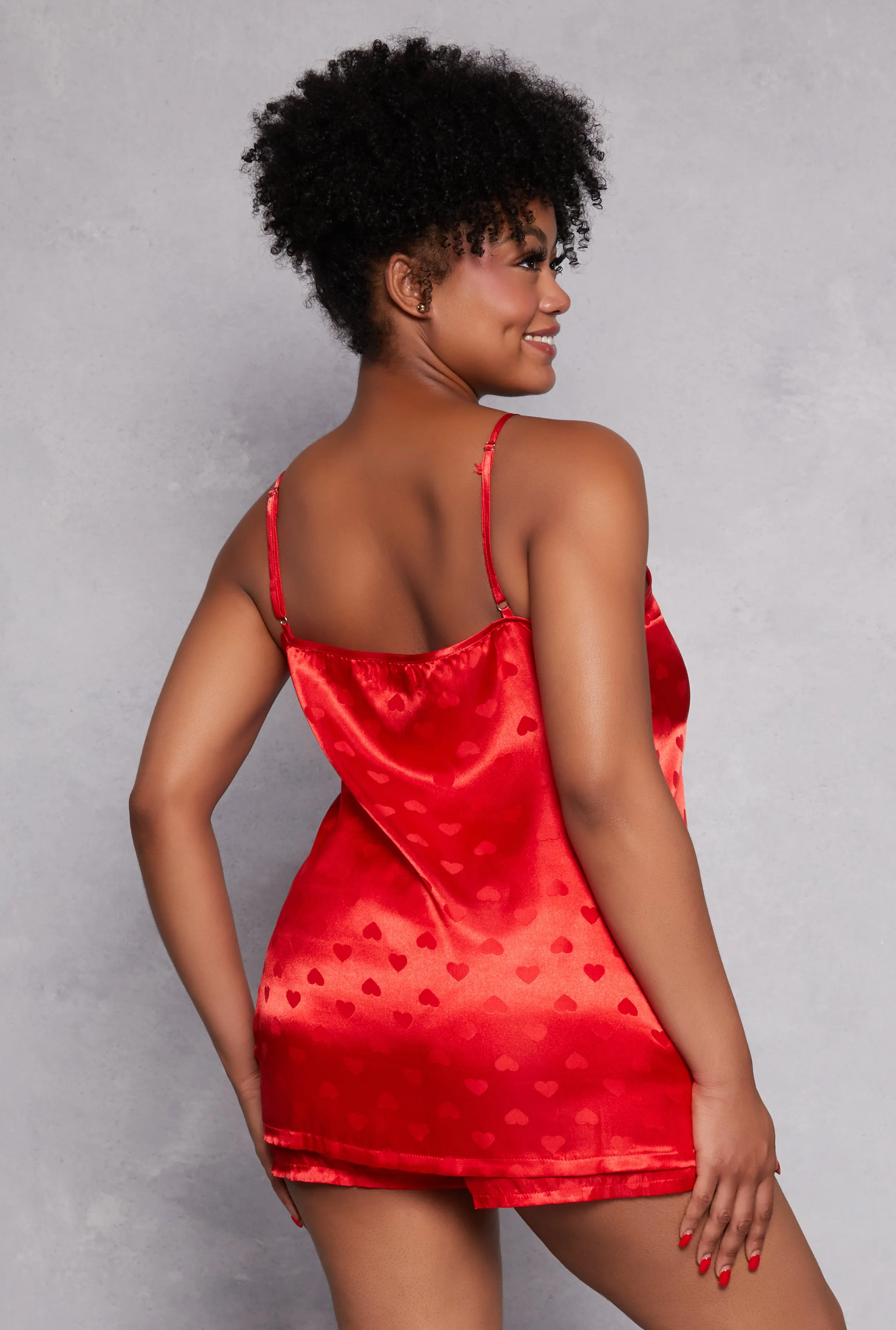 Plus Size Satin Heart Pajama Cami with Shorts sold by Rainbow product image thumbnail 2