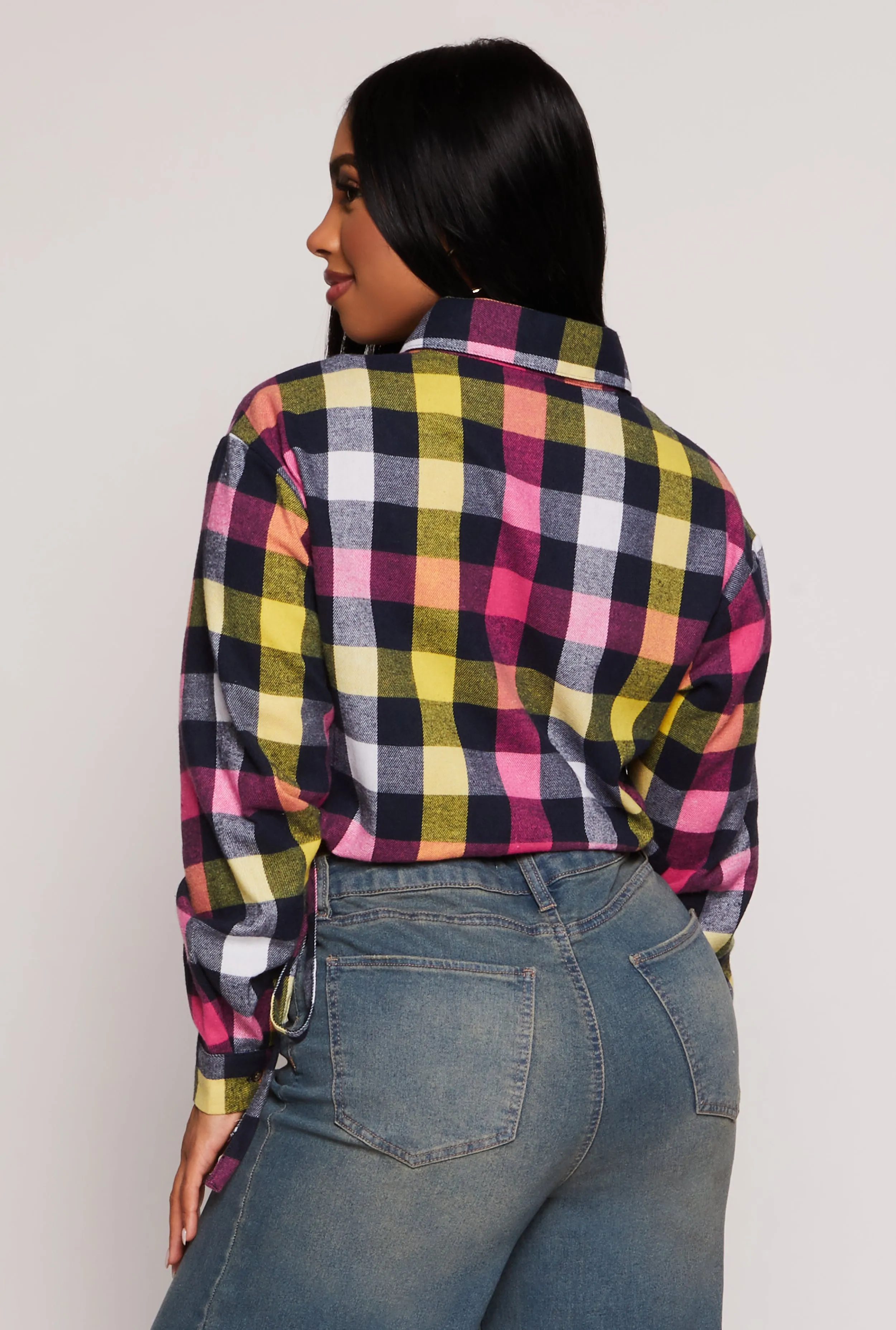 VIP Plaid Drawstring Hem Crop Top sold by Rainbow product image thumbnail 3