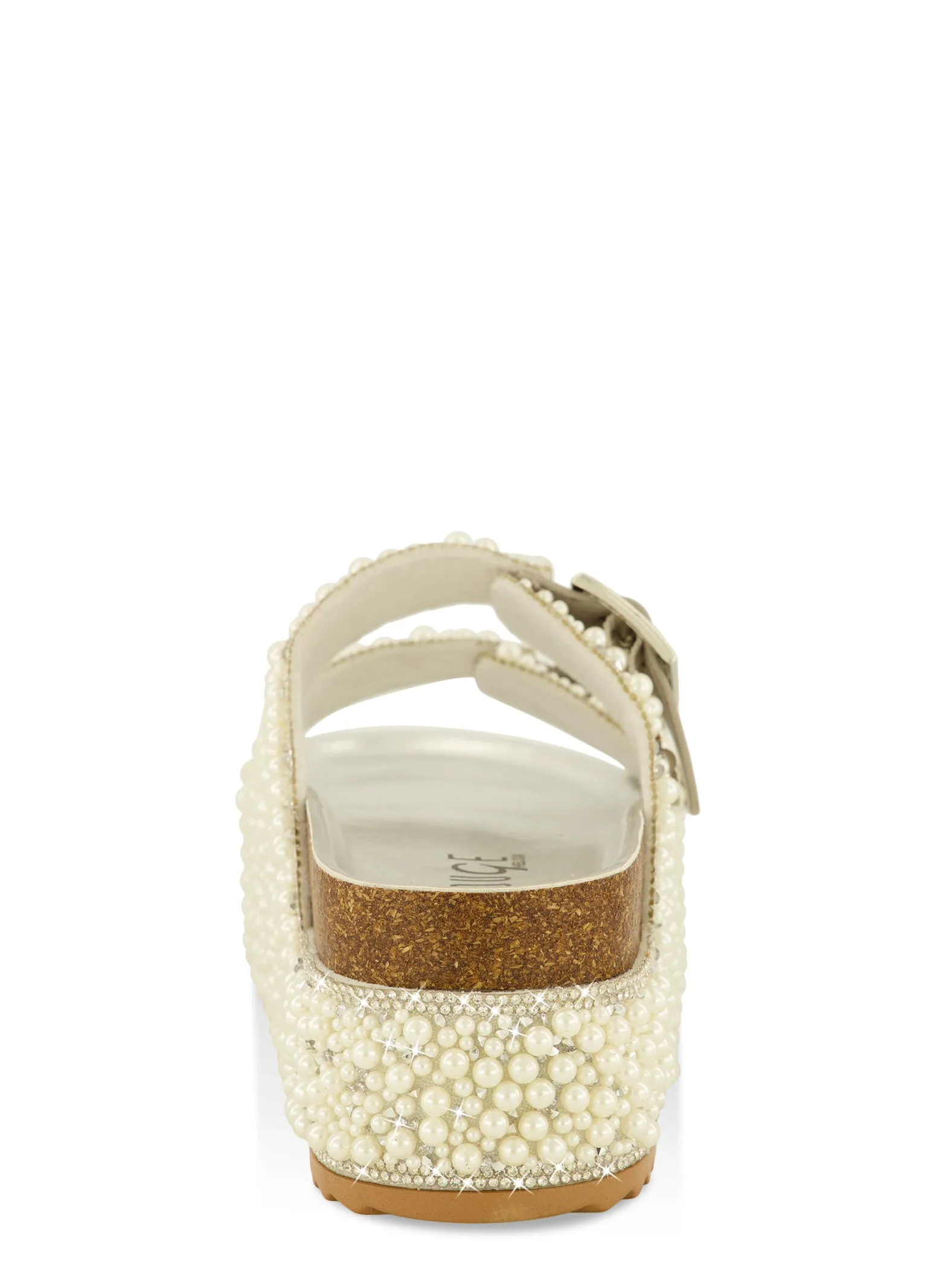 Rhinestone Faux Pearl Platform Footbed Sandals sold by Rainbow product image thumbnail 3