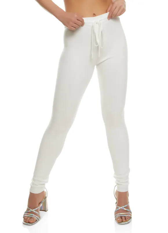 Ribbed High Waist Drawstring Leggings sold by Rainbow