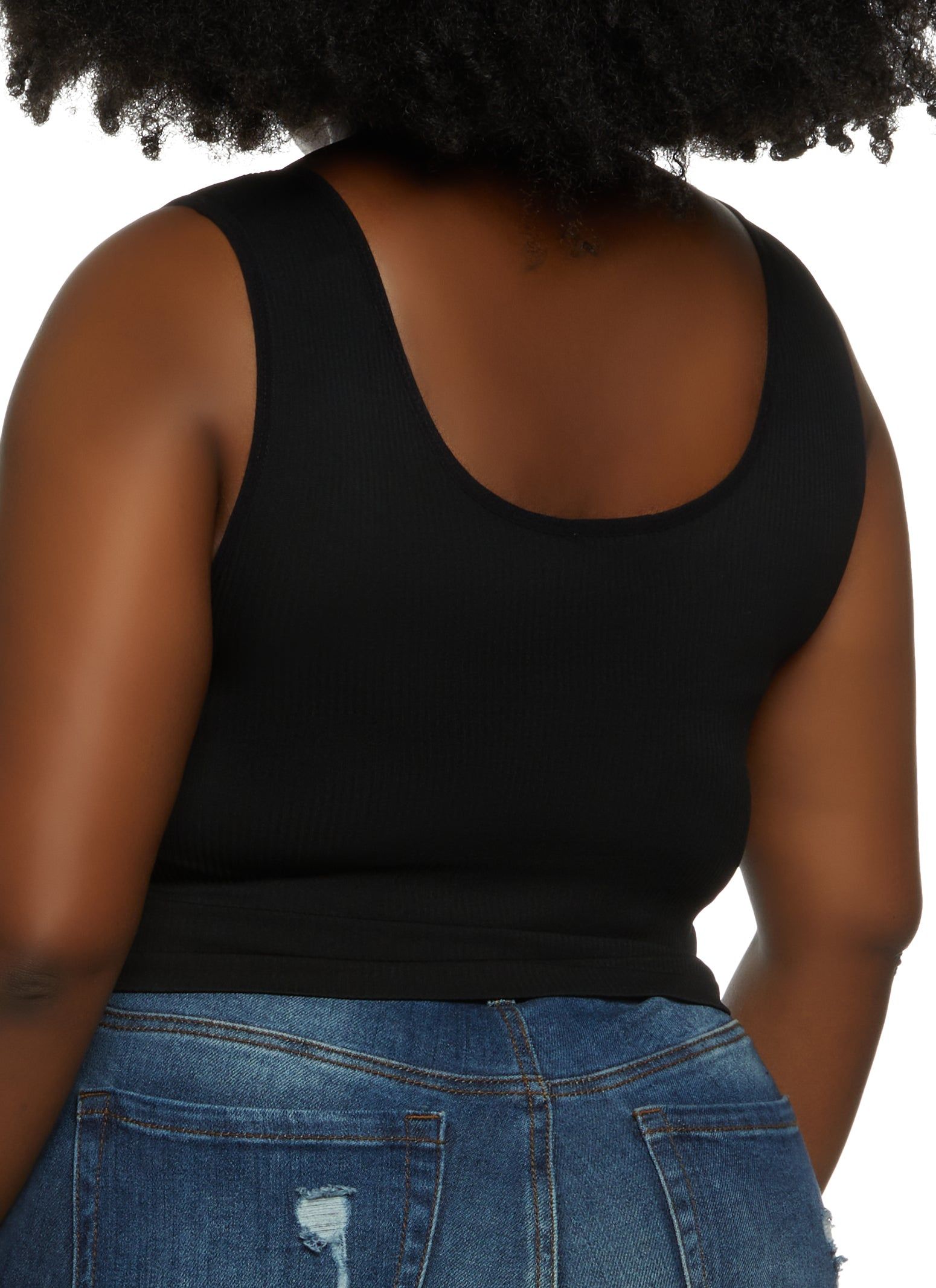 Plus Size Ribbed V Neck Tank Top sold by Rainbow product image thumbnail 2