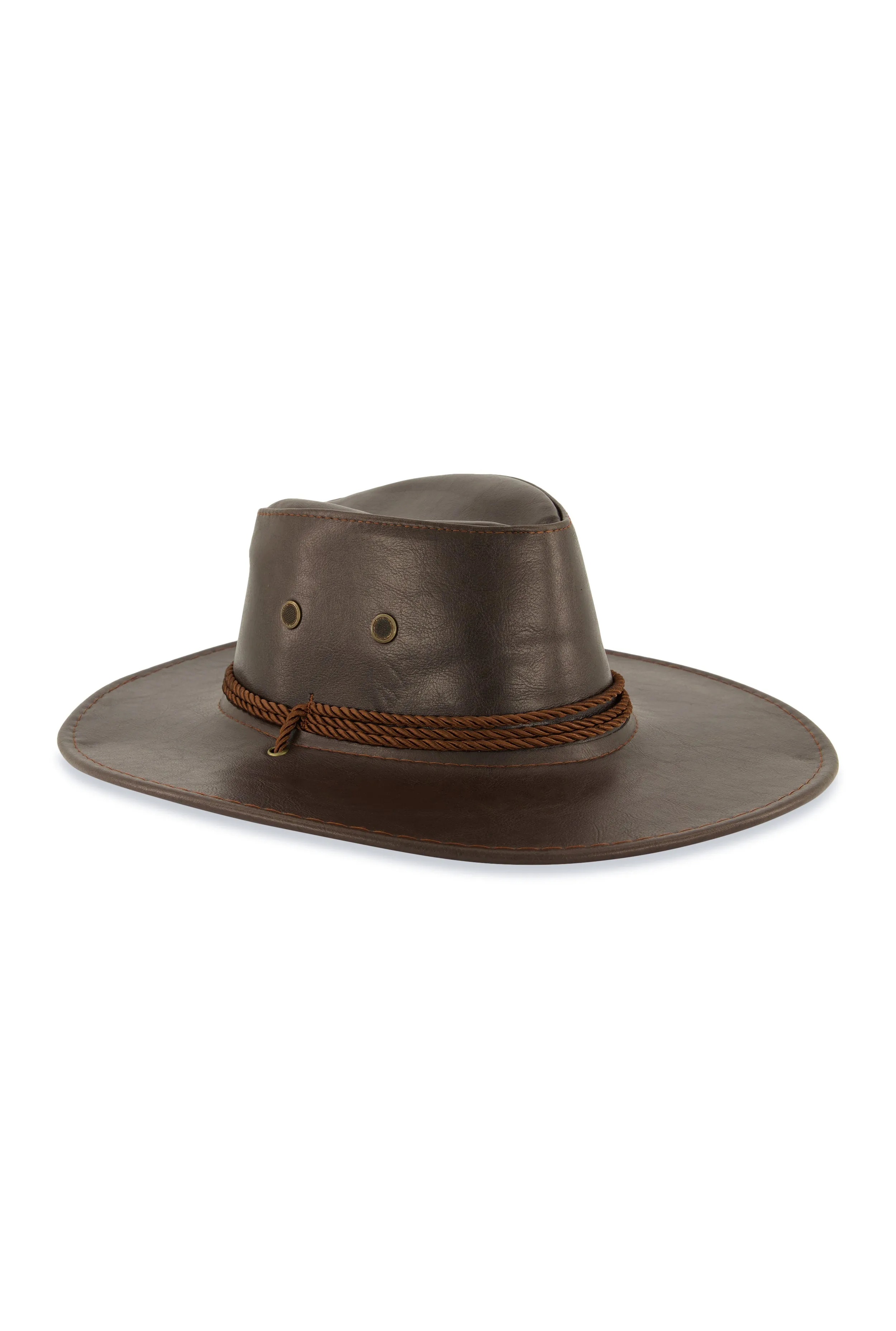 Faux Leather Rope Trim Cowboy Hat sold by Rainbow product image thumbnail 3