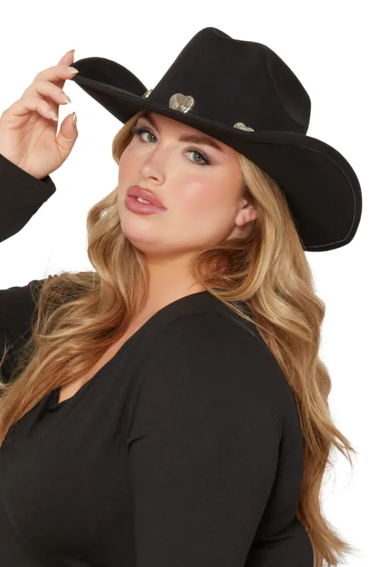 Heart Trim Faux Suede Cowboy Hat sold by Rainbow