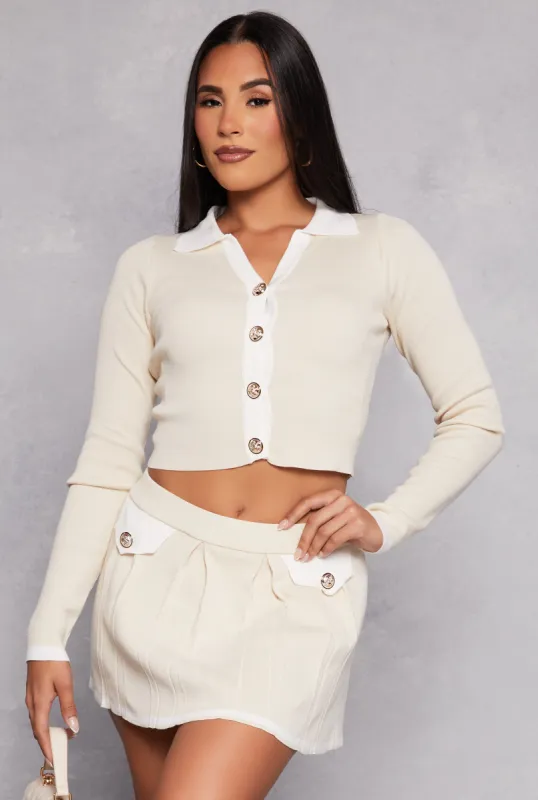 Daisy Contrast Trim Button Front Cardigan sold by Rainbow