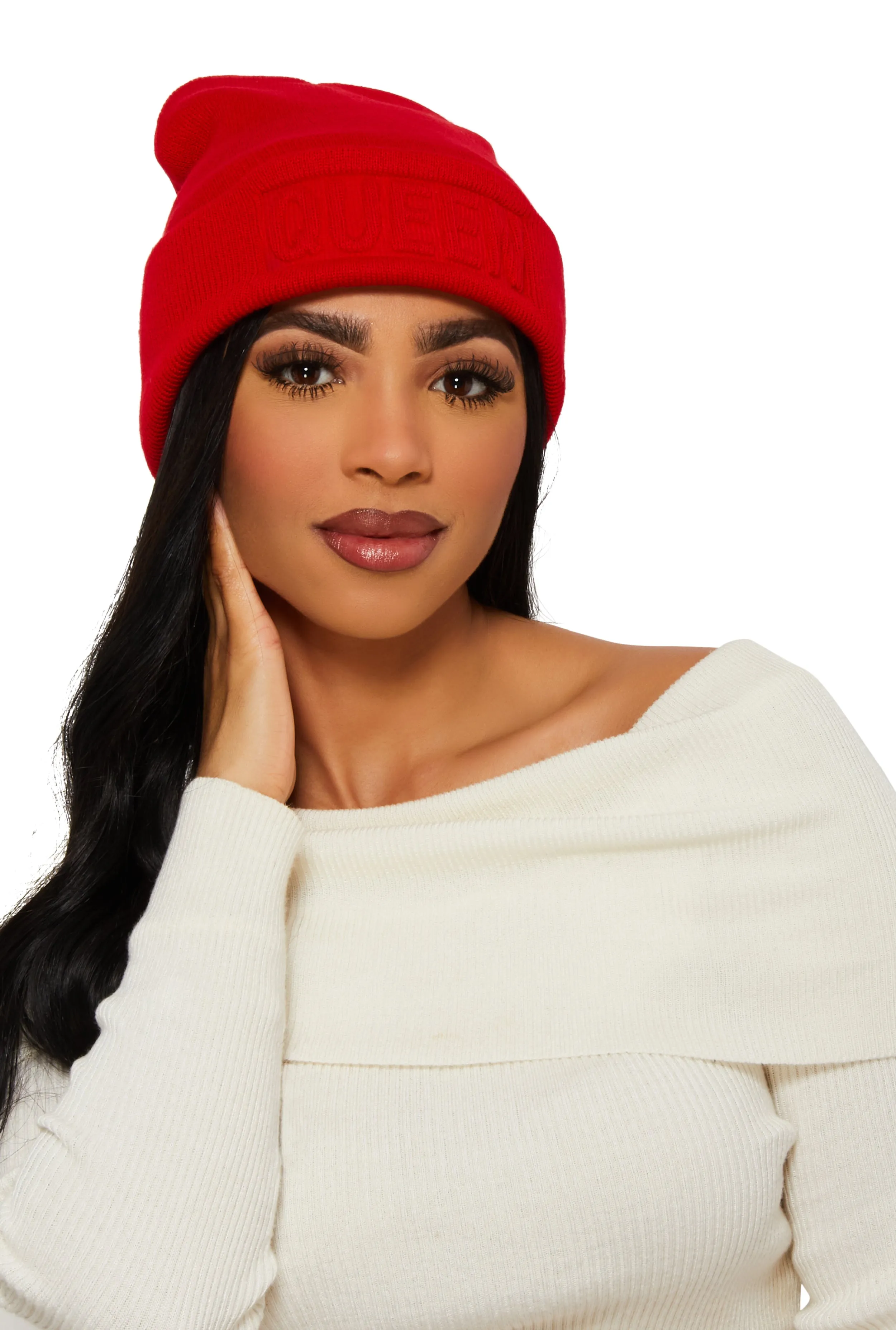 Queen Embossed Beanie sold by Rainbow