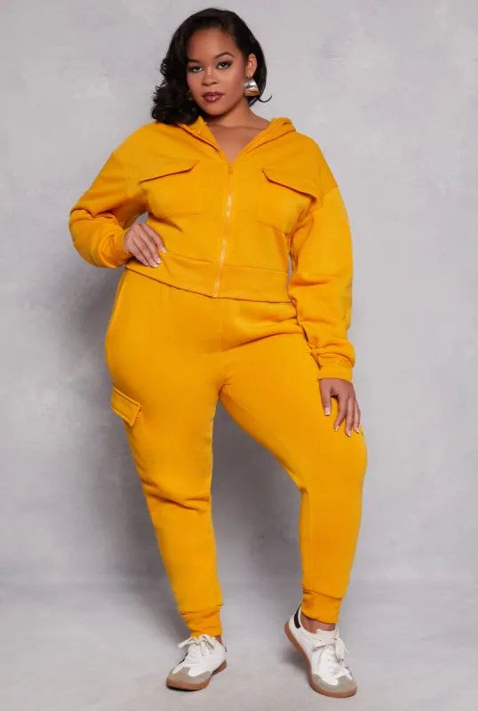 Plus Size Fleece Lined Cargo Joggers sold by Rainbow
