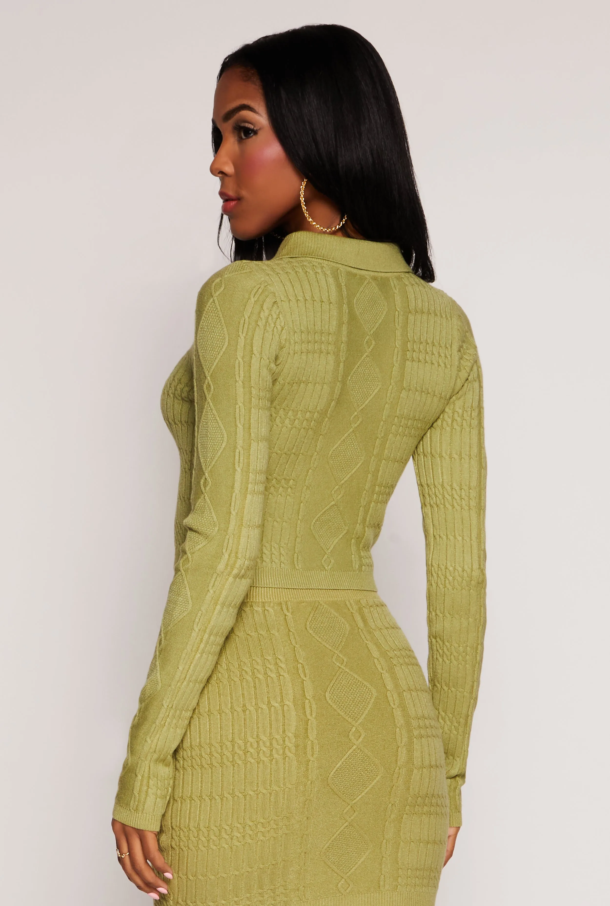 Daisy Cable Knit Cropped Polo Sweater sold by Rainbow product image thumbnail 3