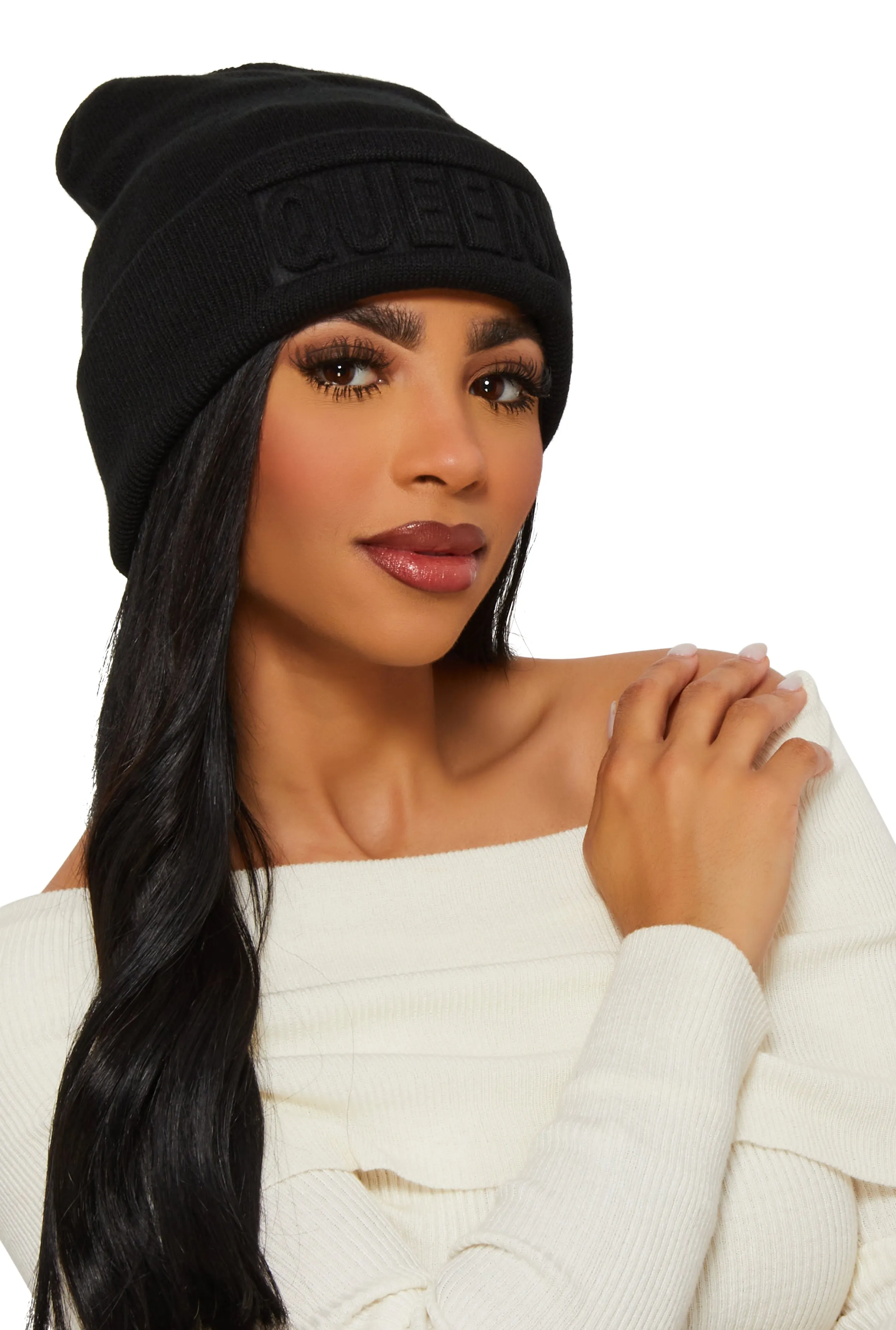 Queen Embossed Beanie sold by Rainbow