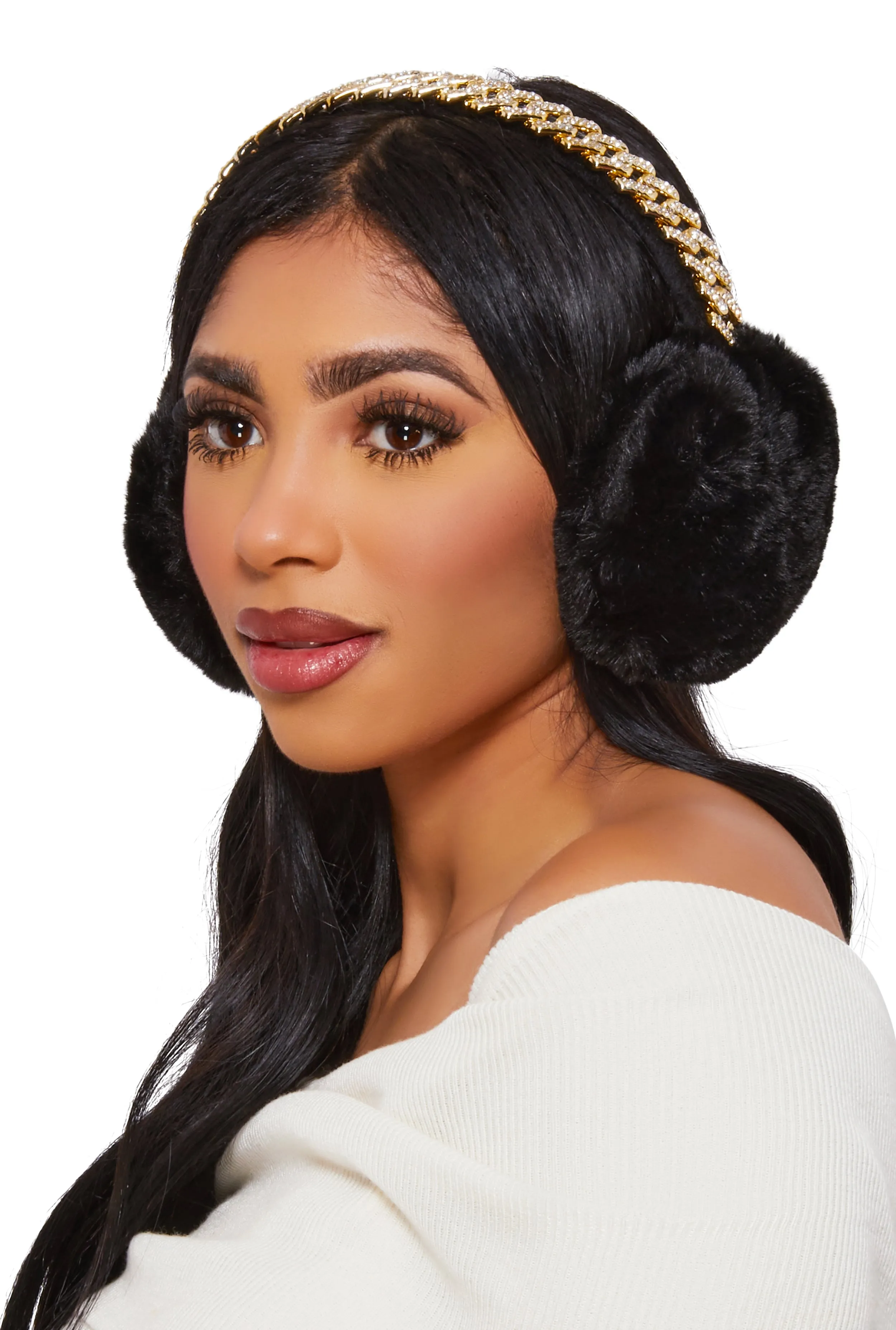 Rhinestone Chain Link Earmuffs sold by Rainbow