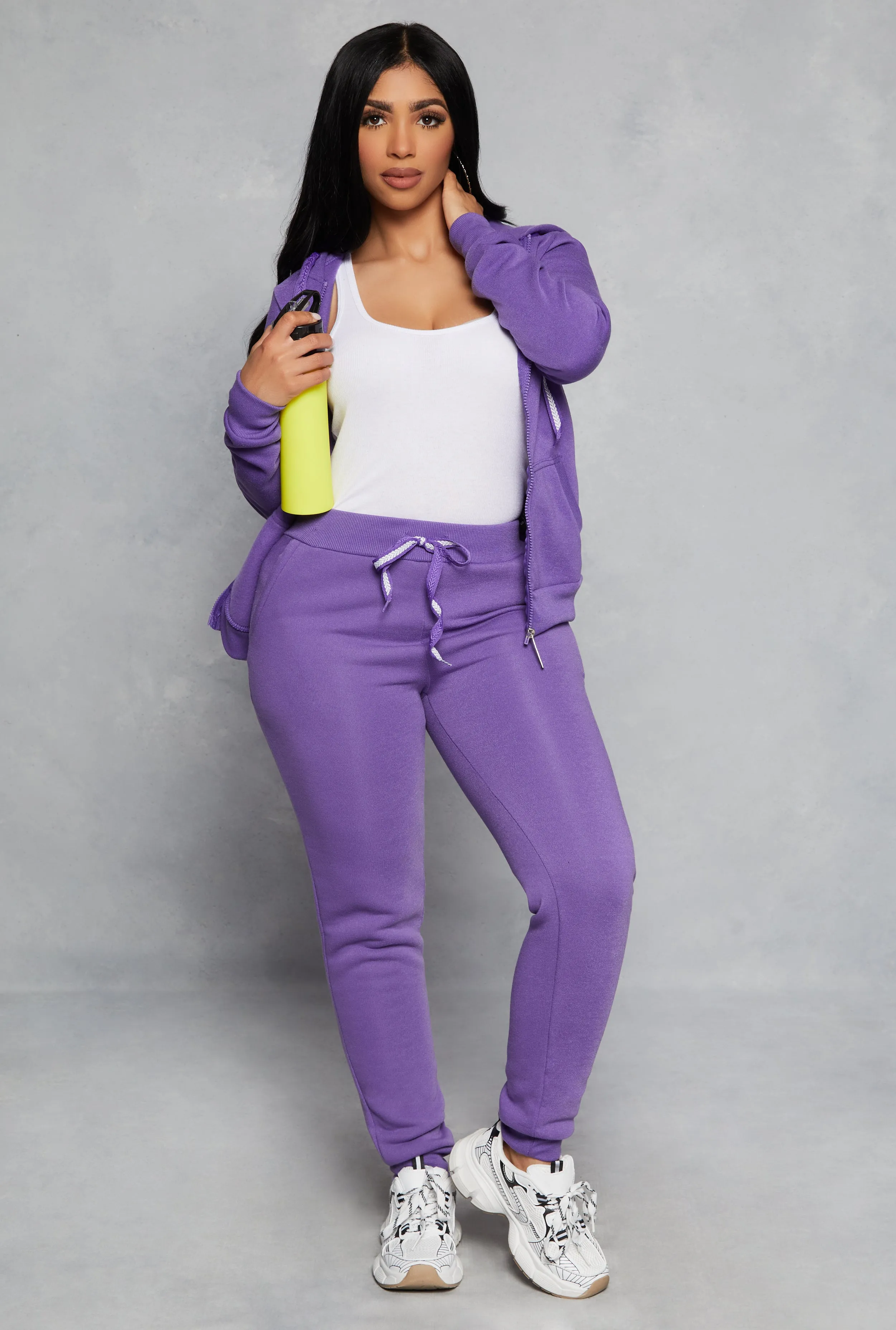 Fleece High Waist Drawstring Joggers sold by Rainbow