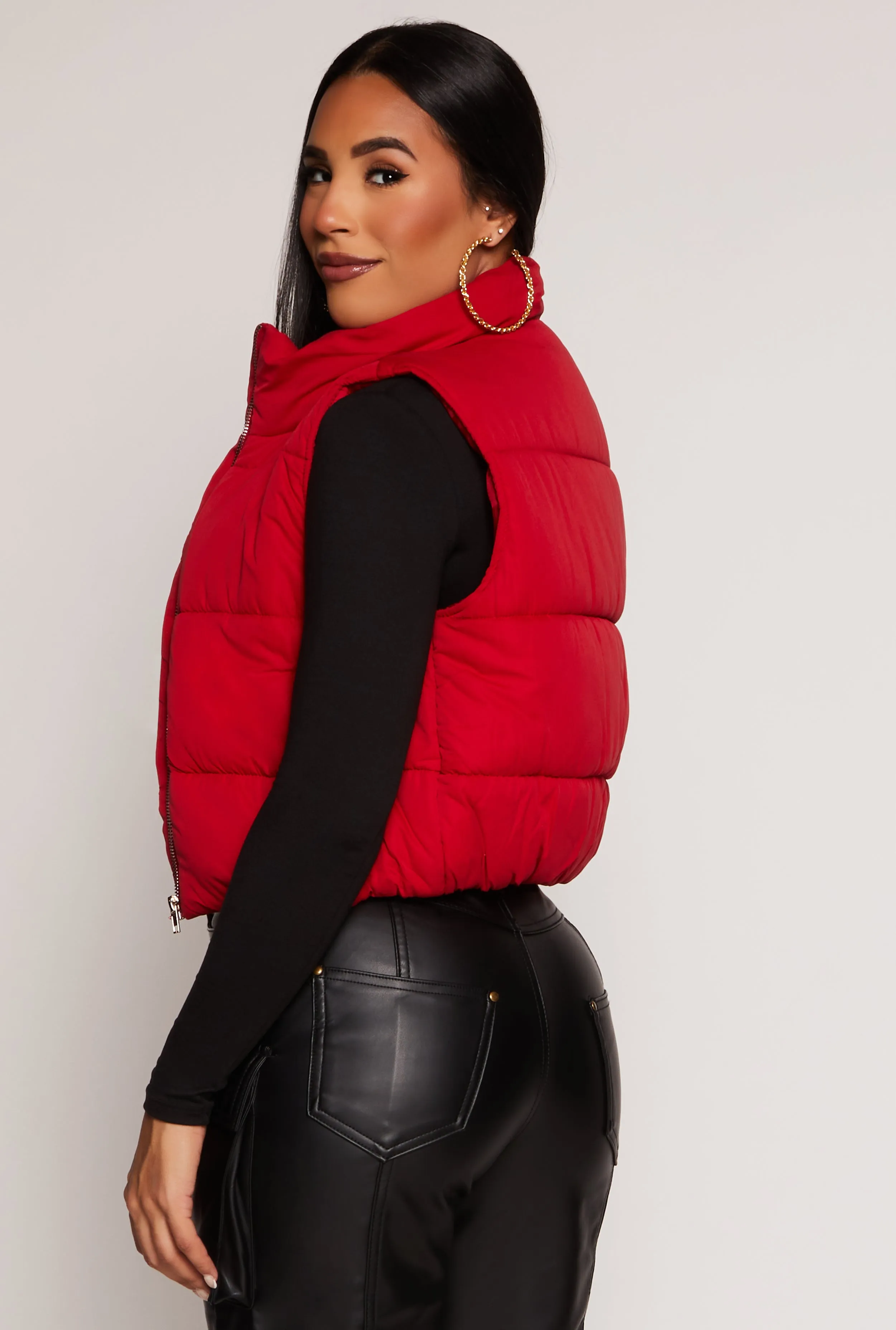 Zip Front Cropped Puffer Vest sold by Rainbow product image thumbnail 3