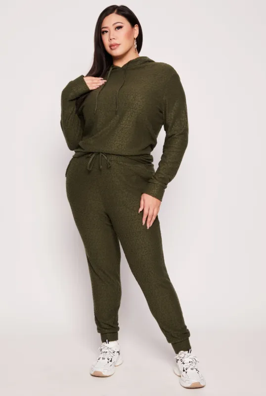 Plus Size Leopard Textured Knit Joggers sold by Rainbow