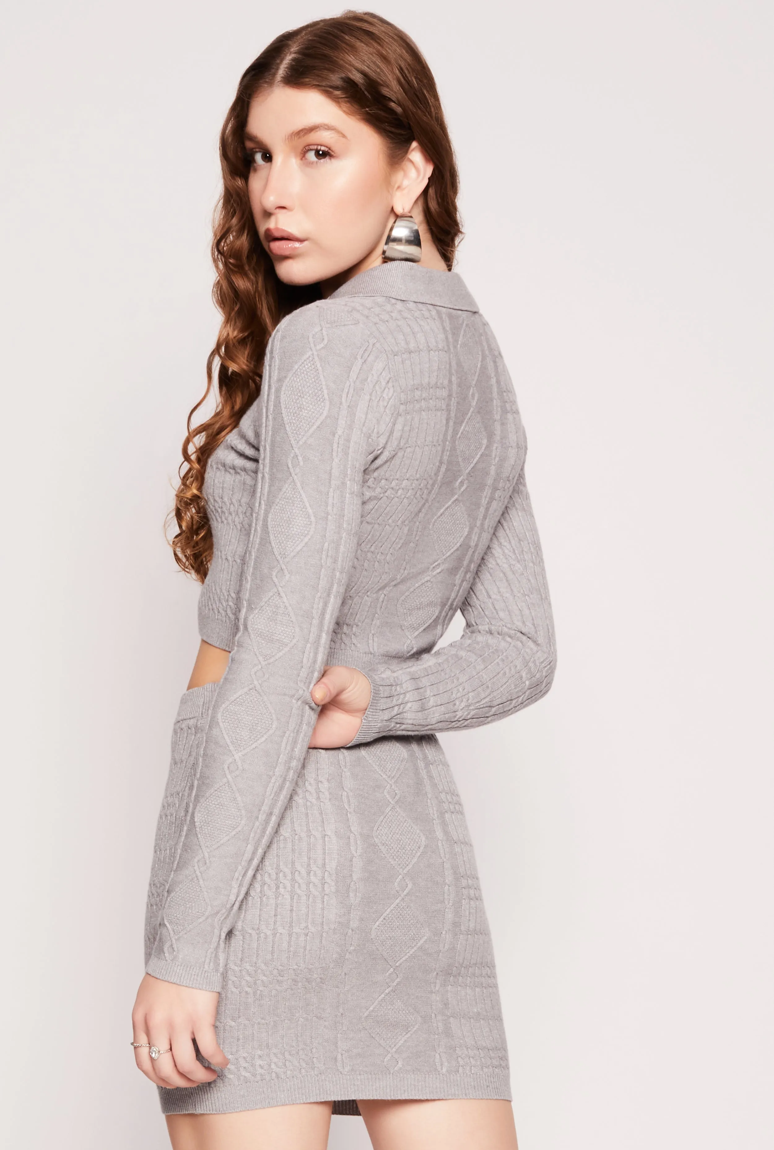 Daisy Cable Knit Cropped Polo Sweater sold by Rainbow product image thumbnail 3