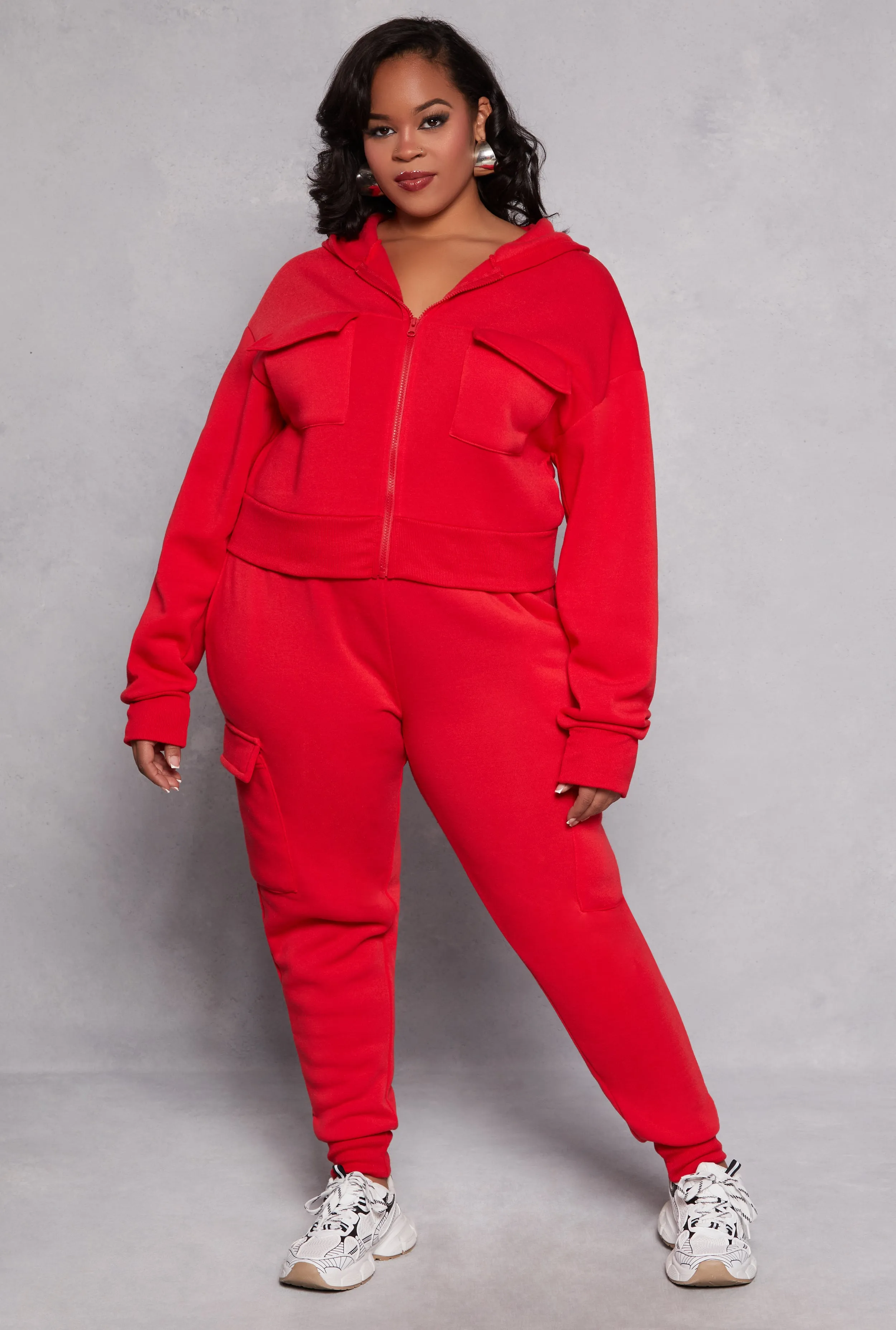 Plus Size Fleece Lined Cargo Hooded Sweatshirt sold by Rainbow product image thumbnail 2