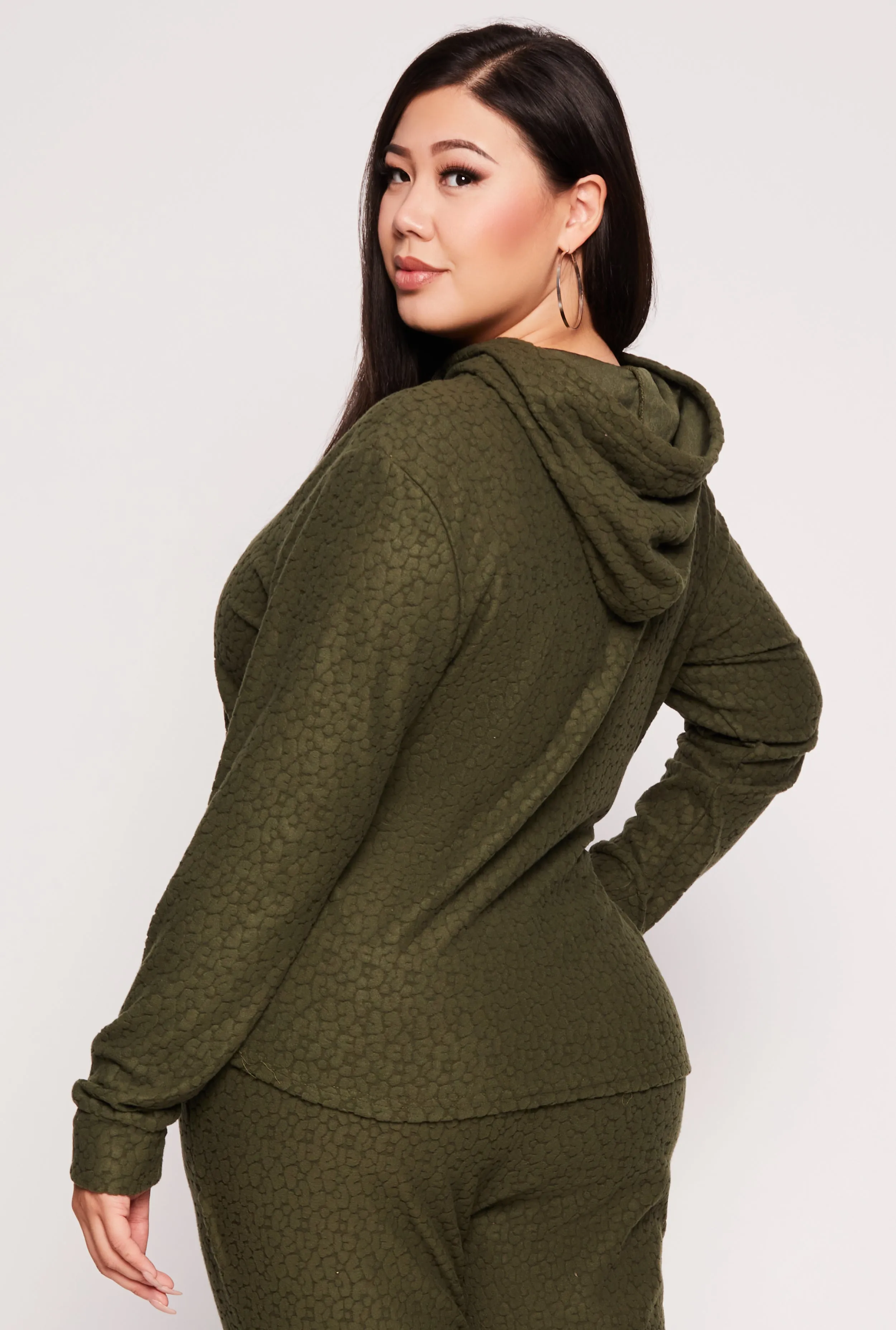Plus Size Leopard Textured Knit Hoodie sold by Rainbow product image thumbnail 3