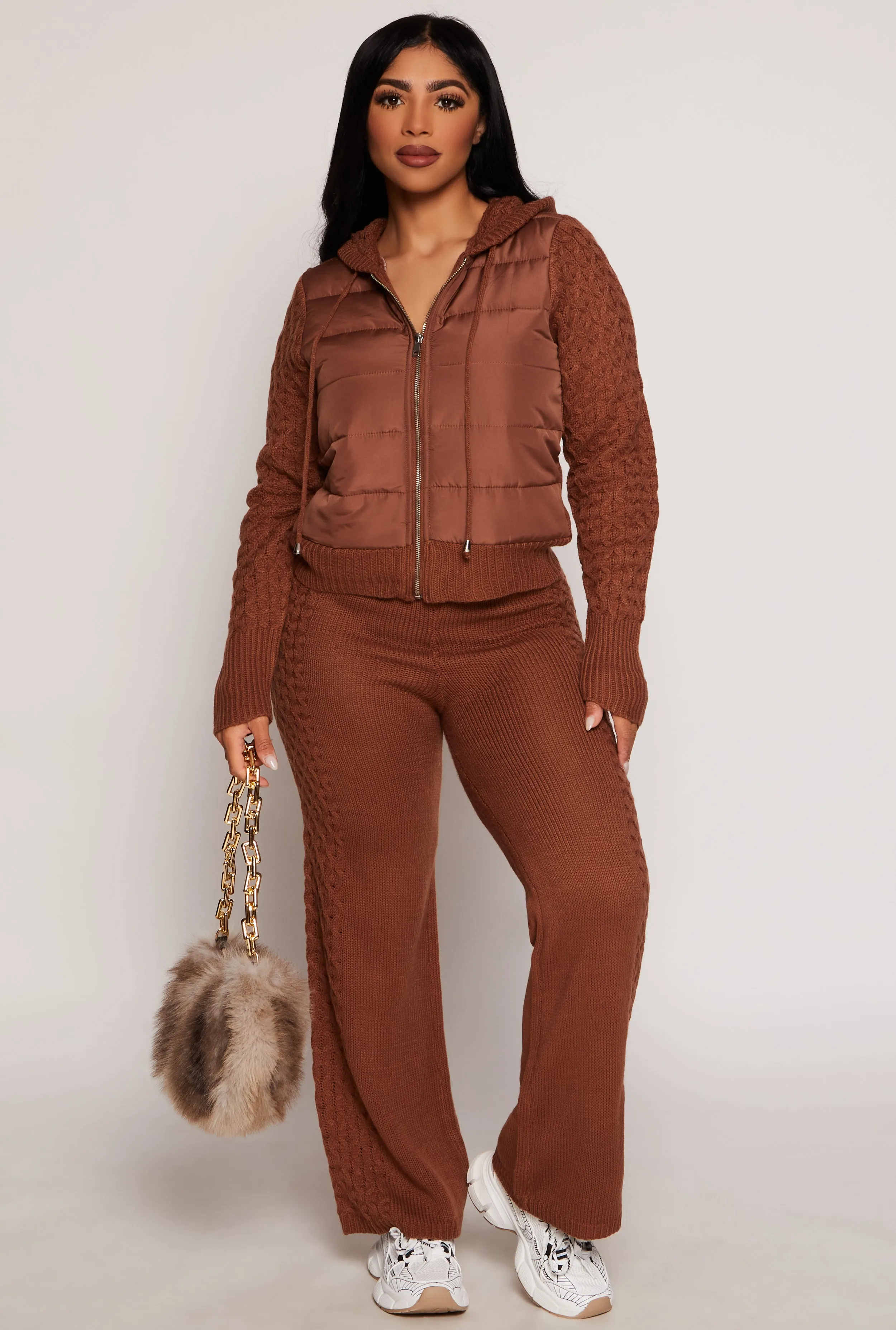 Almost Famous Cable Knit Hooded Sweater sold by Rainbow product image thumbnail 2