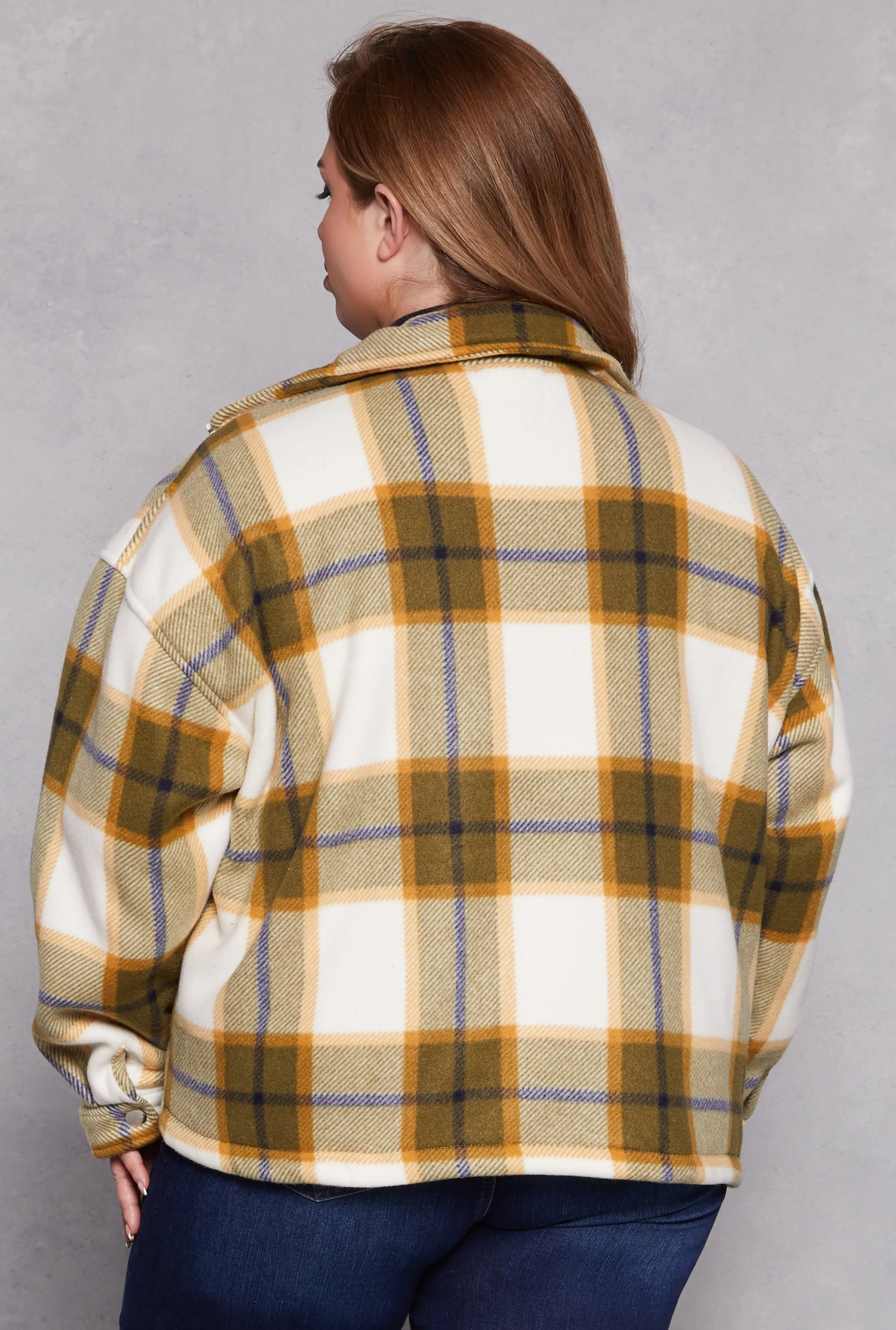 Plus Size Plaid Zip Front Shacket sold by Rainbow product image thumbnail 3