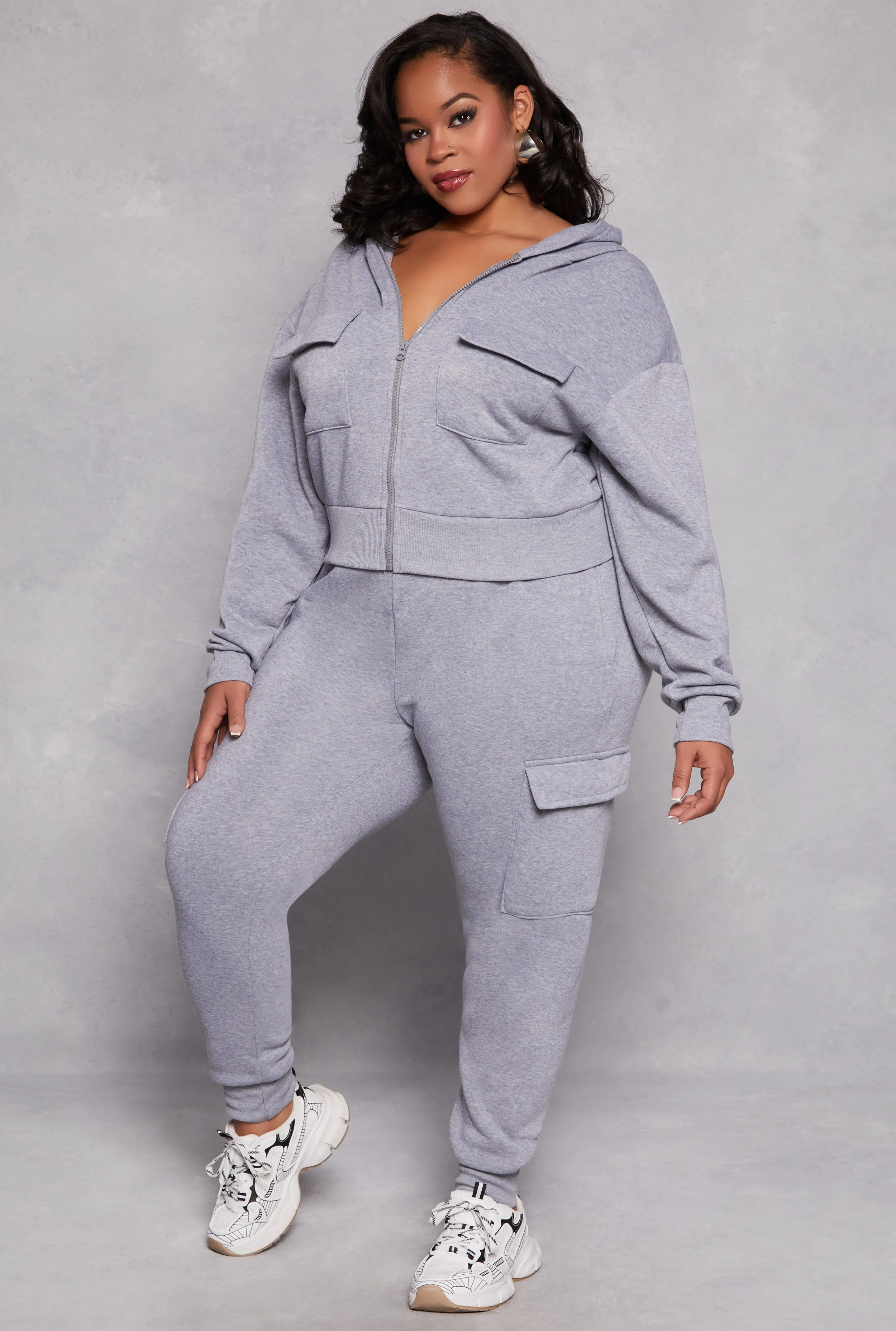 Plus Size Fleece Lined Cargo Joggers sold by Rainbow