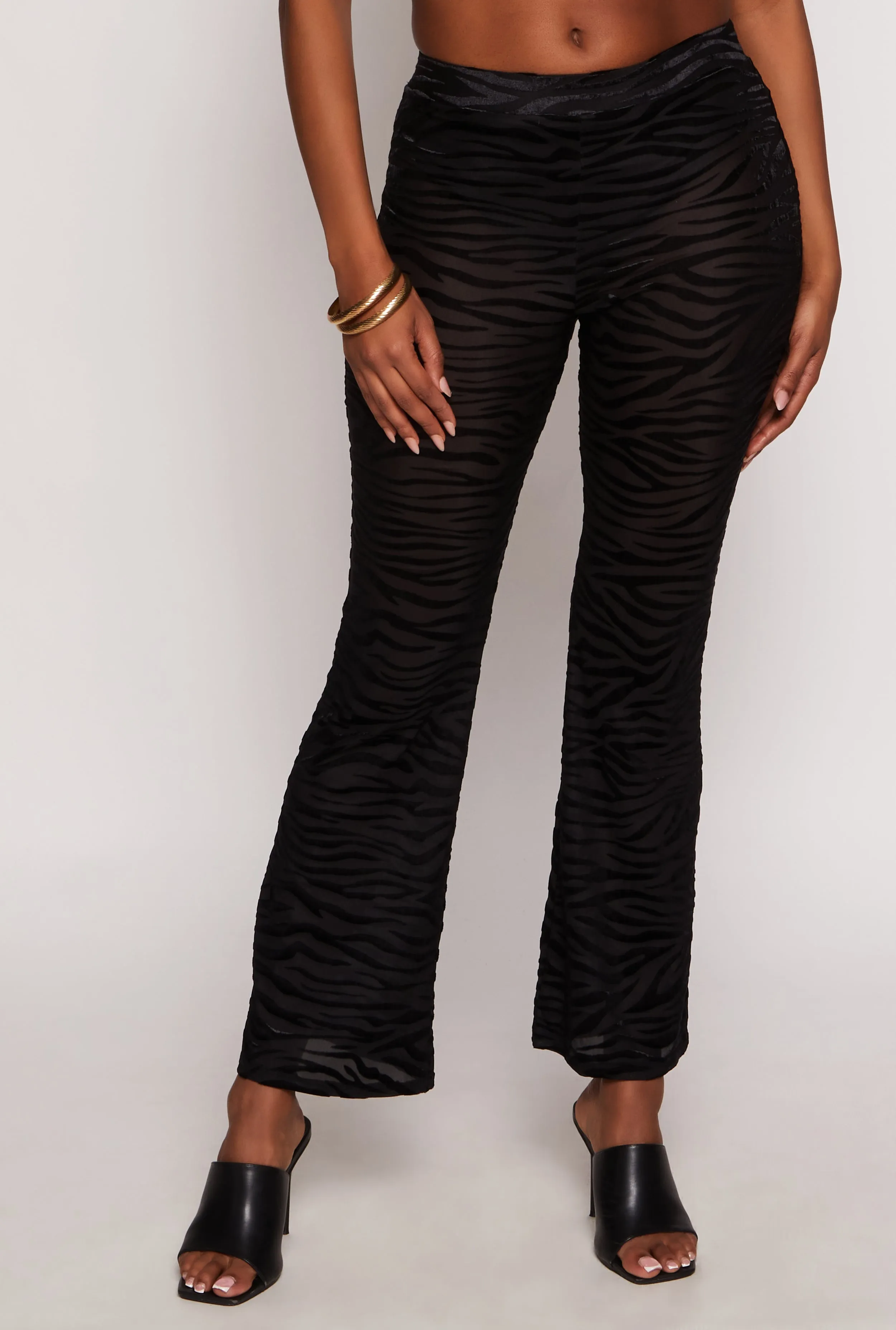 Velvet Burnout Zebra Print Mesh Pants sold by Rainbow product image thumbnail 2