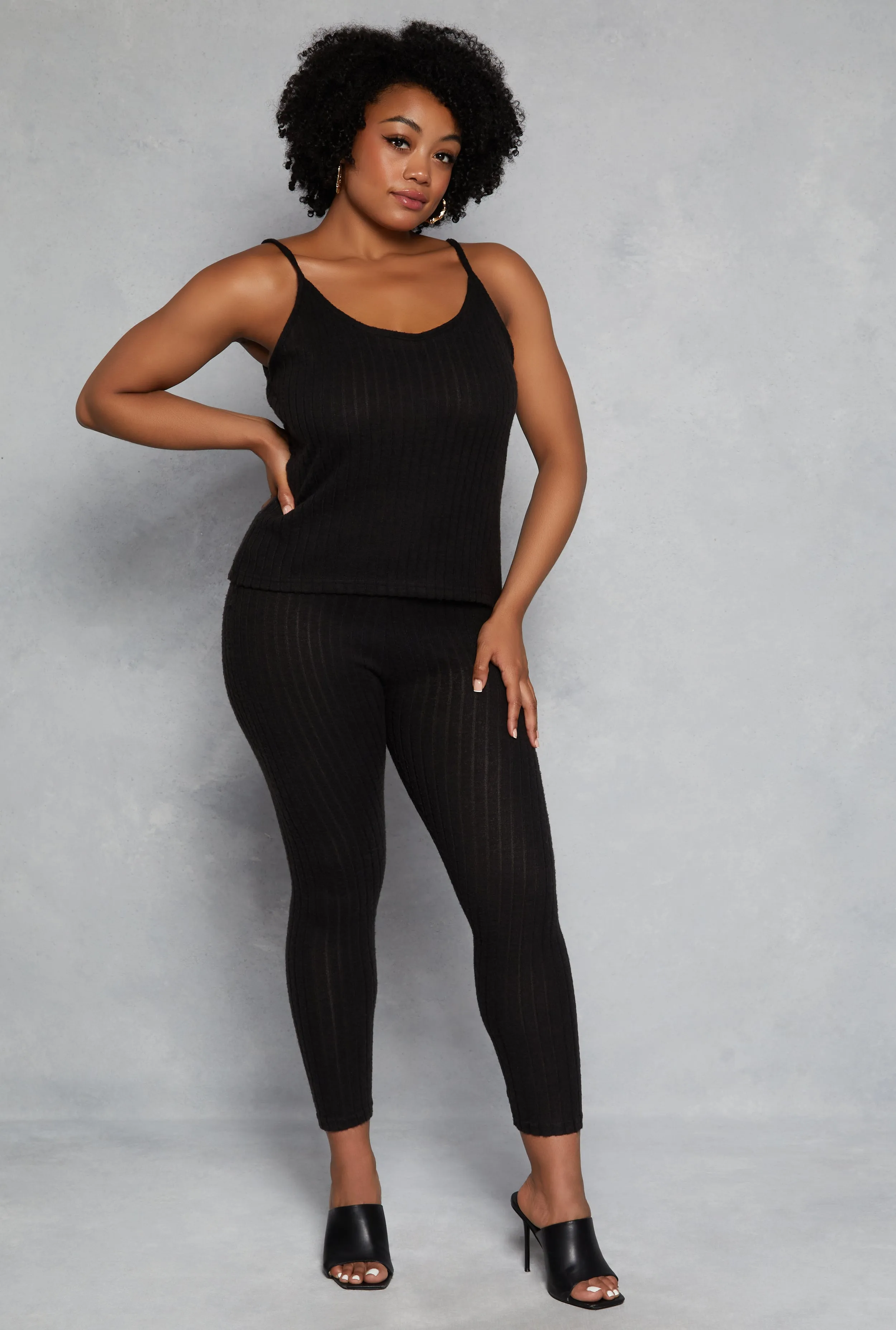 Plus Size Brushed Ribbed Knit Leggings sold by Rainbow