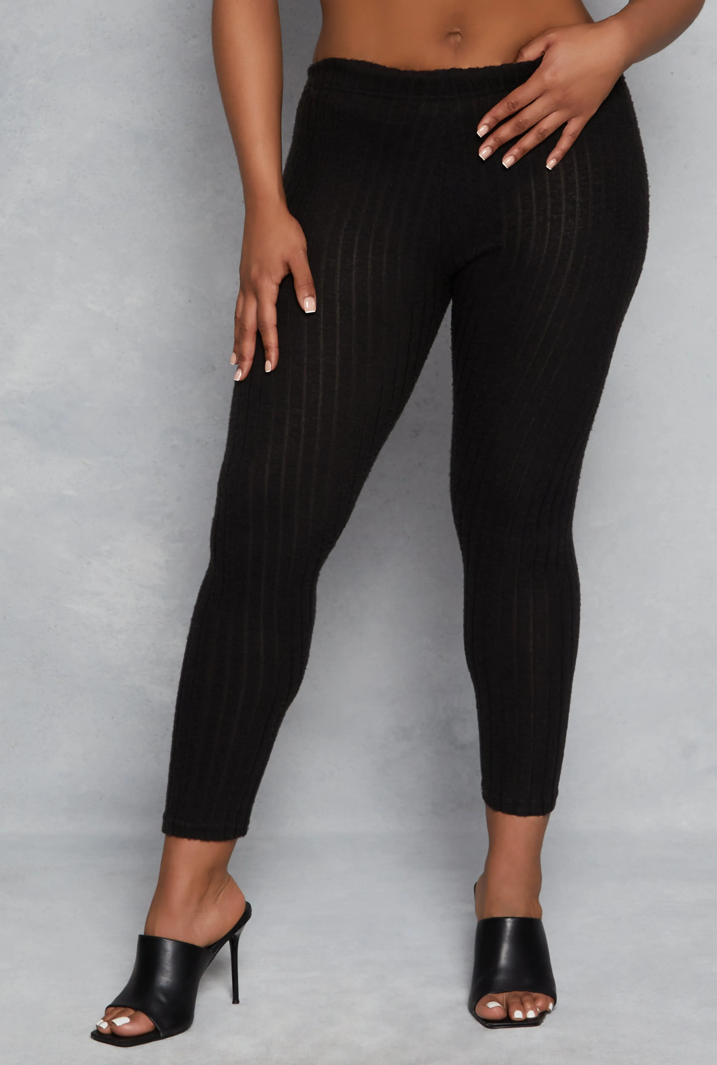 Plus Size Brushed Ribbed Knit Leggings sold by Rainbow product image thumbnail 2