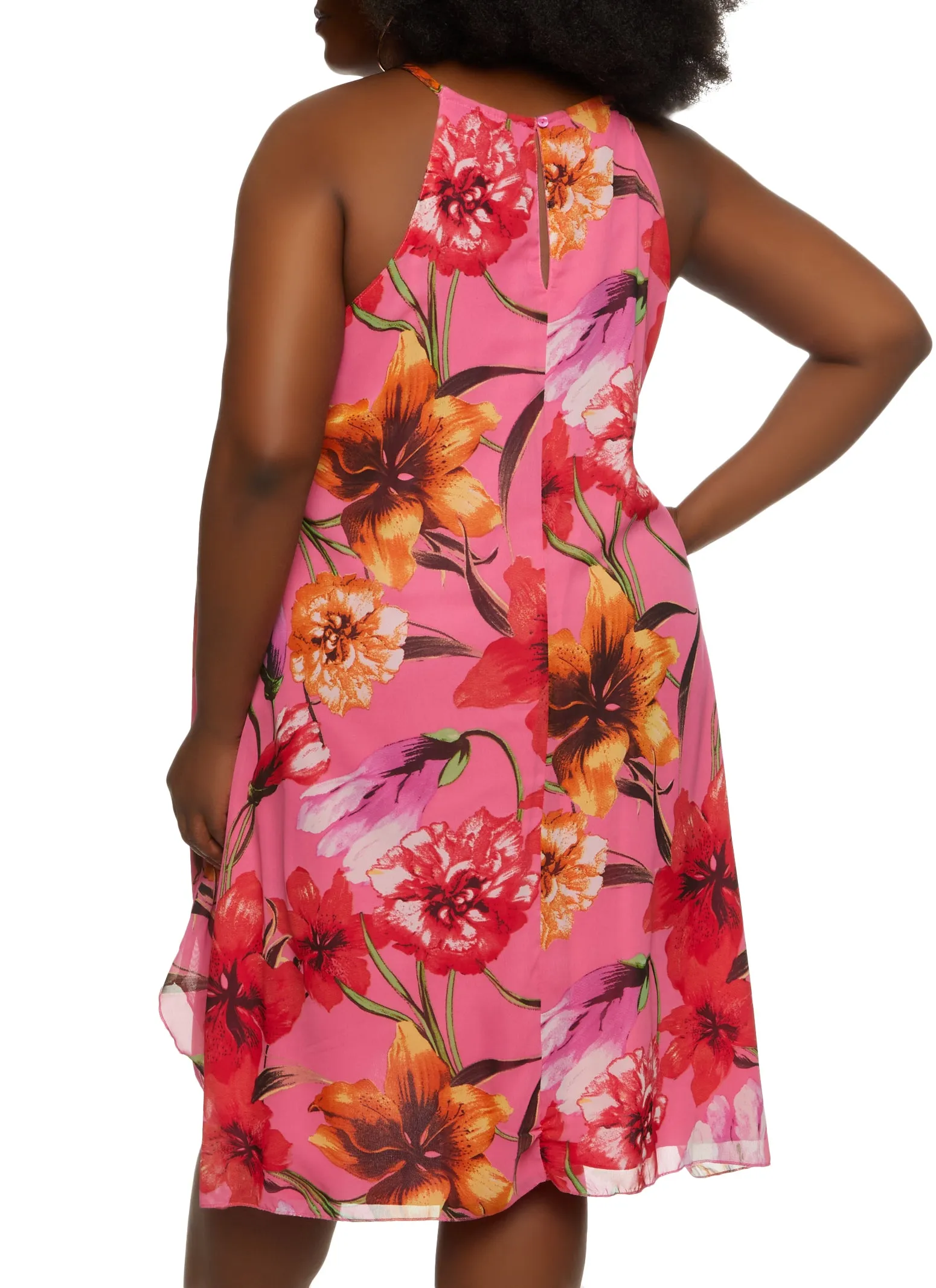 Plus Size Floral Print Keyhole Detail Sundress sold by Rainbow product image thumbnail 3