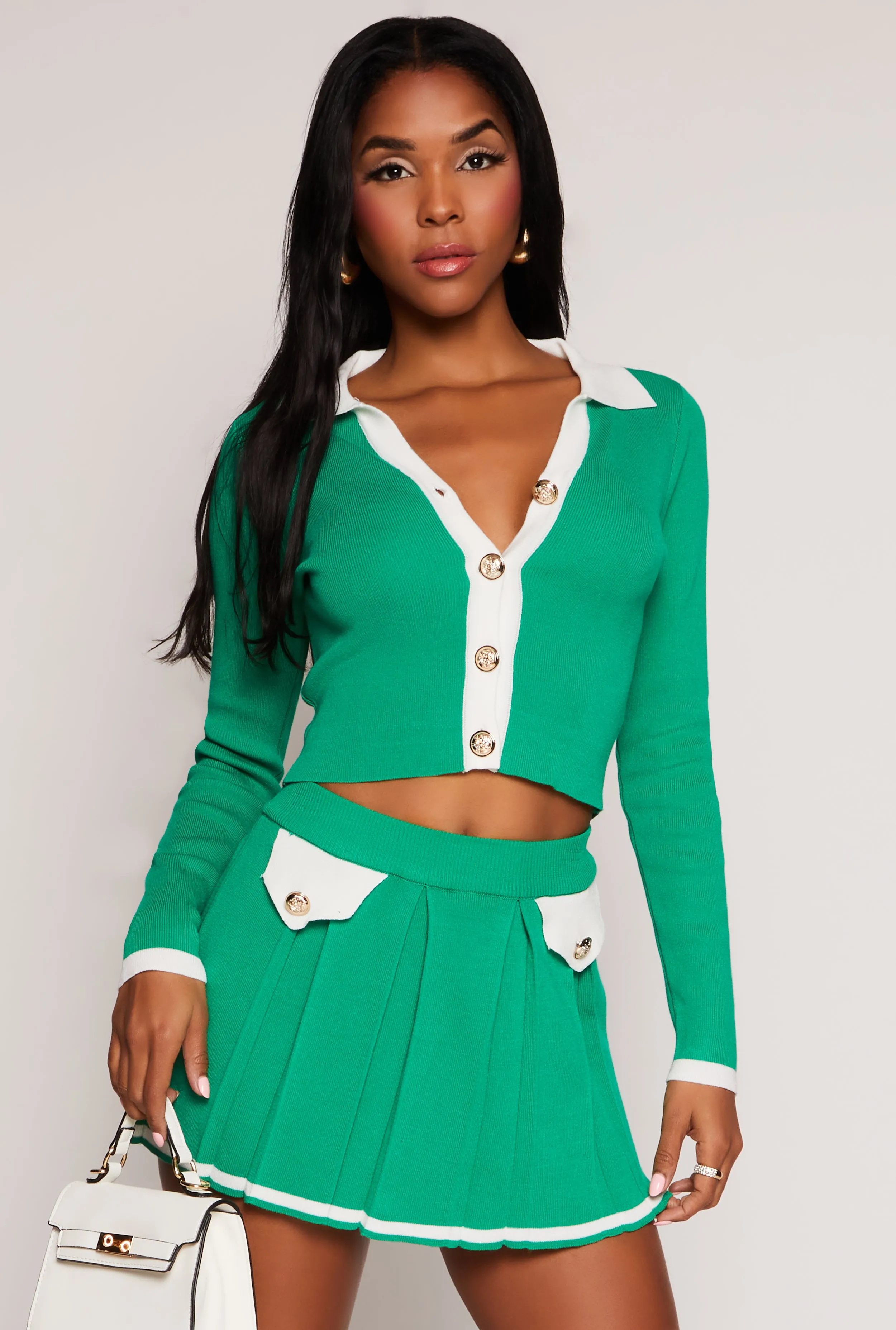 Daisy Contrast Trim Button Front Cardigan sold by Rainbow